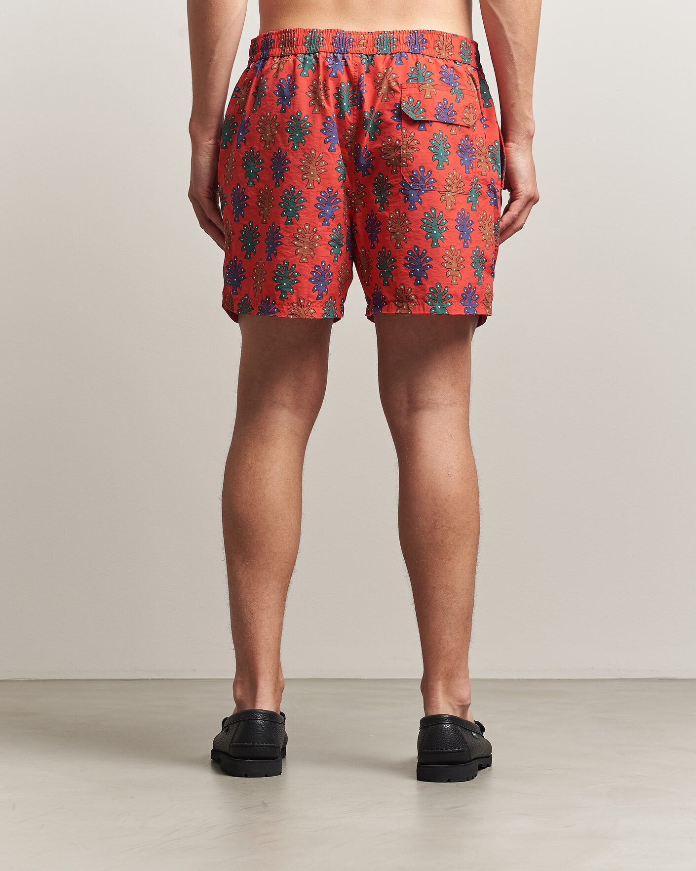Heren | Zwembroek | Drake's | Trees Drawstring Swimshorts Tomato