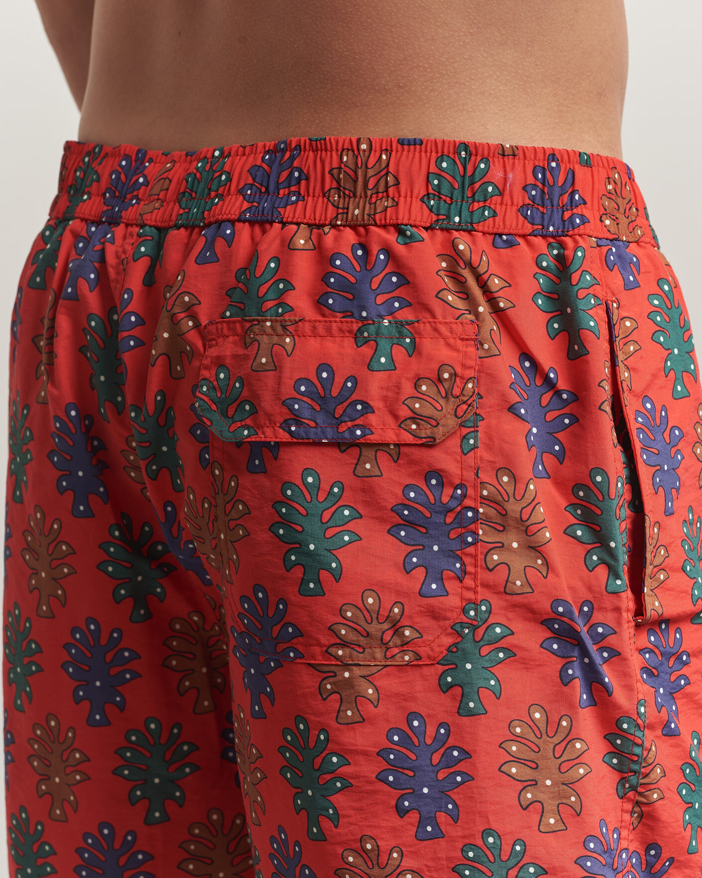 Heren | Zwembroek | Drake's | Trees Drawstring Swimshorts Tomato