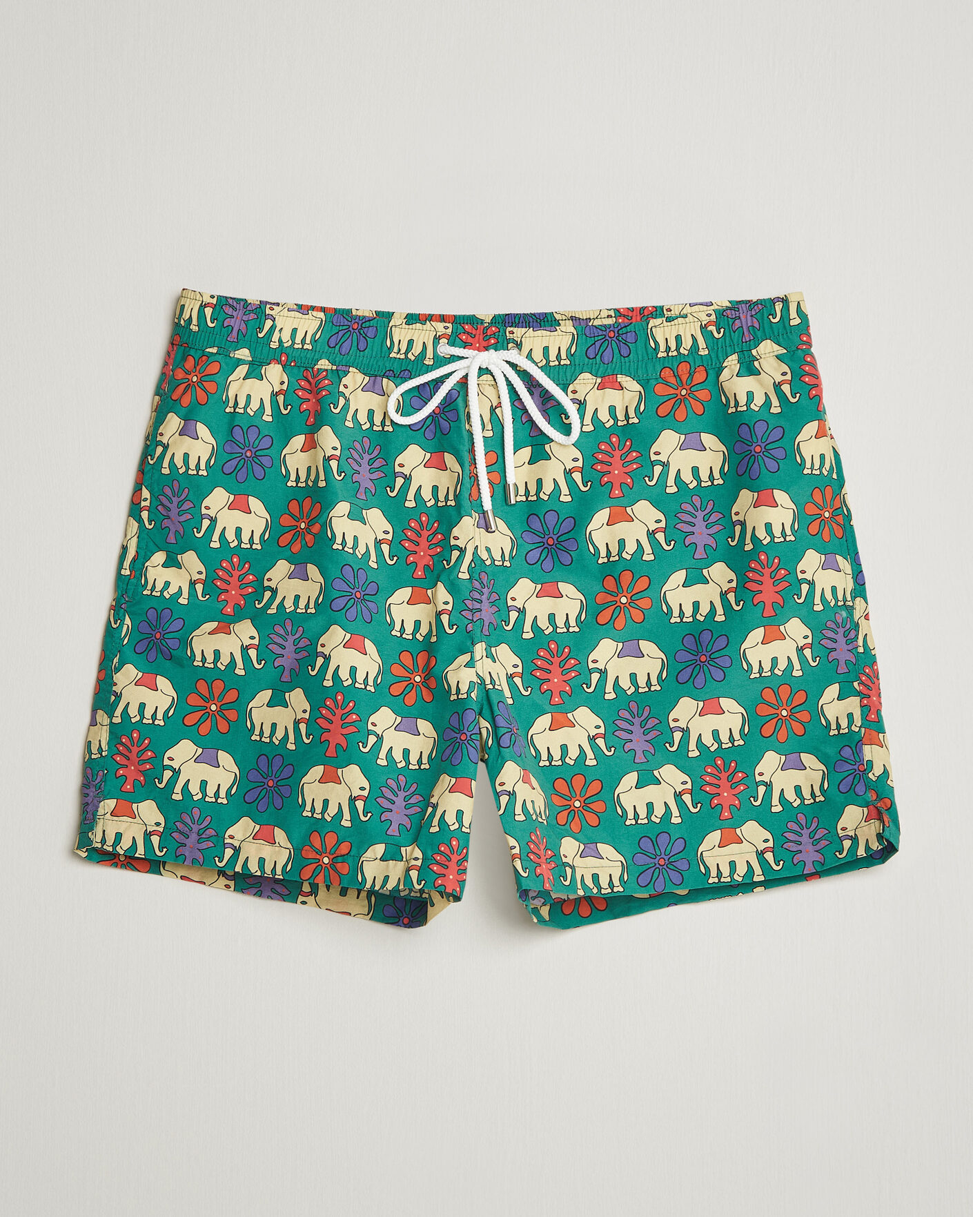 Heren | Zwembroek | Drake's | Elephants Drawstring Swimshorts Green