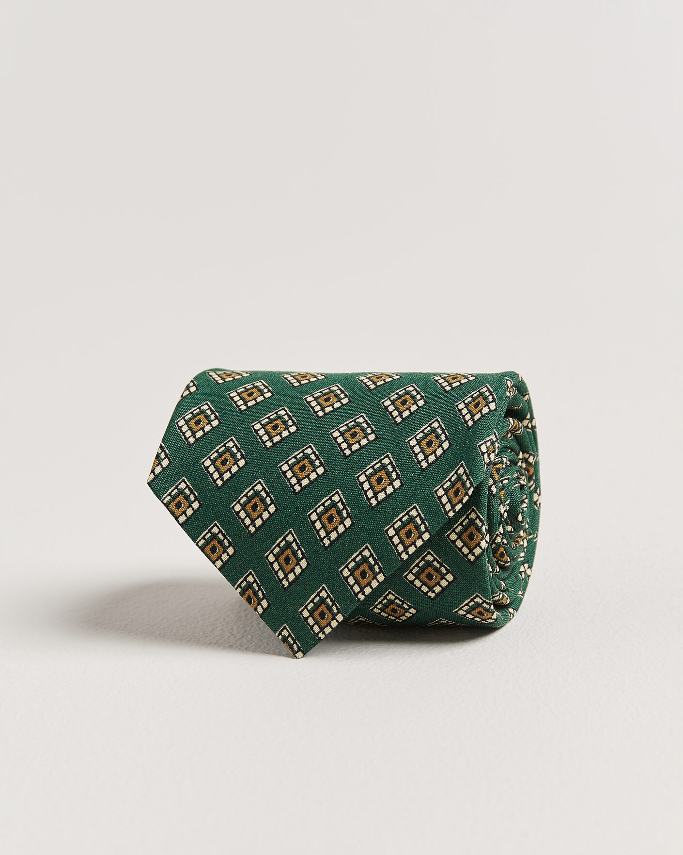 Heren | Stropdassen | Drake's | Tile Medallion Habotai Silk Tie Green