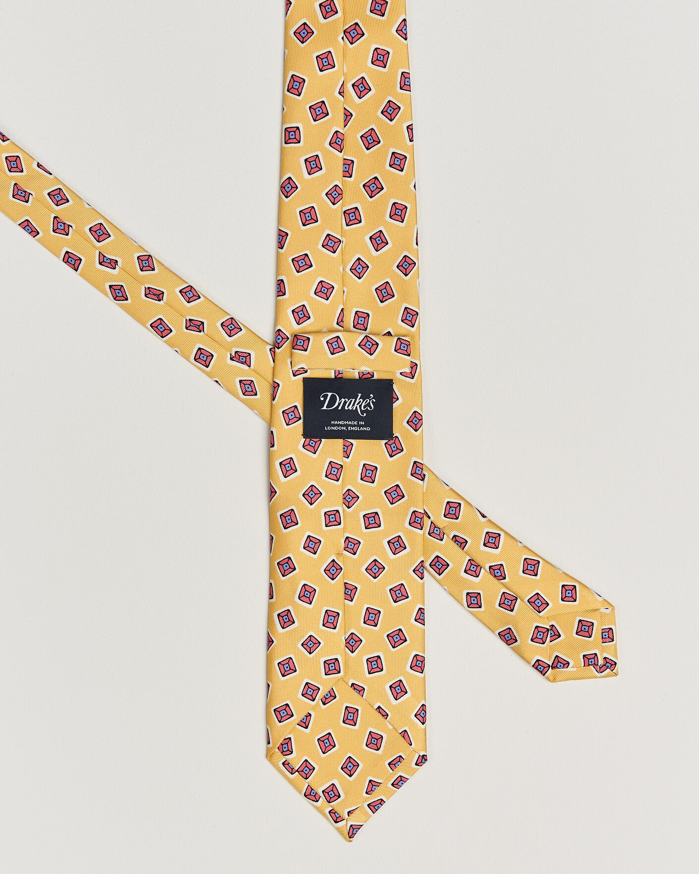 Heren | Stropdassen | Drake's | Square Diamond Heavy Twill Silk Tie Gold