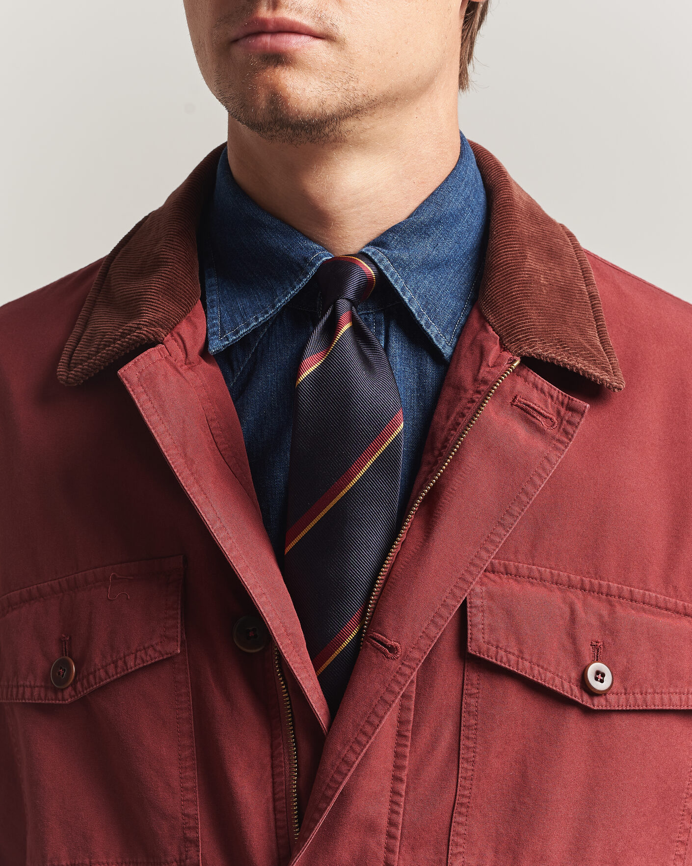 Heren | Stropdassen | Drake's | Regimental Stripe Reppe Tie Navy