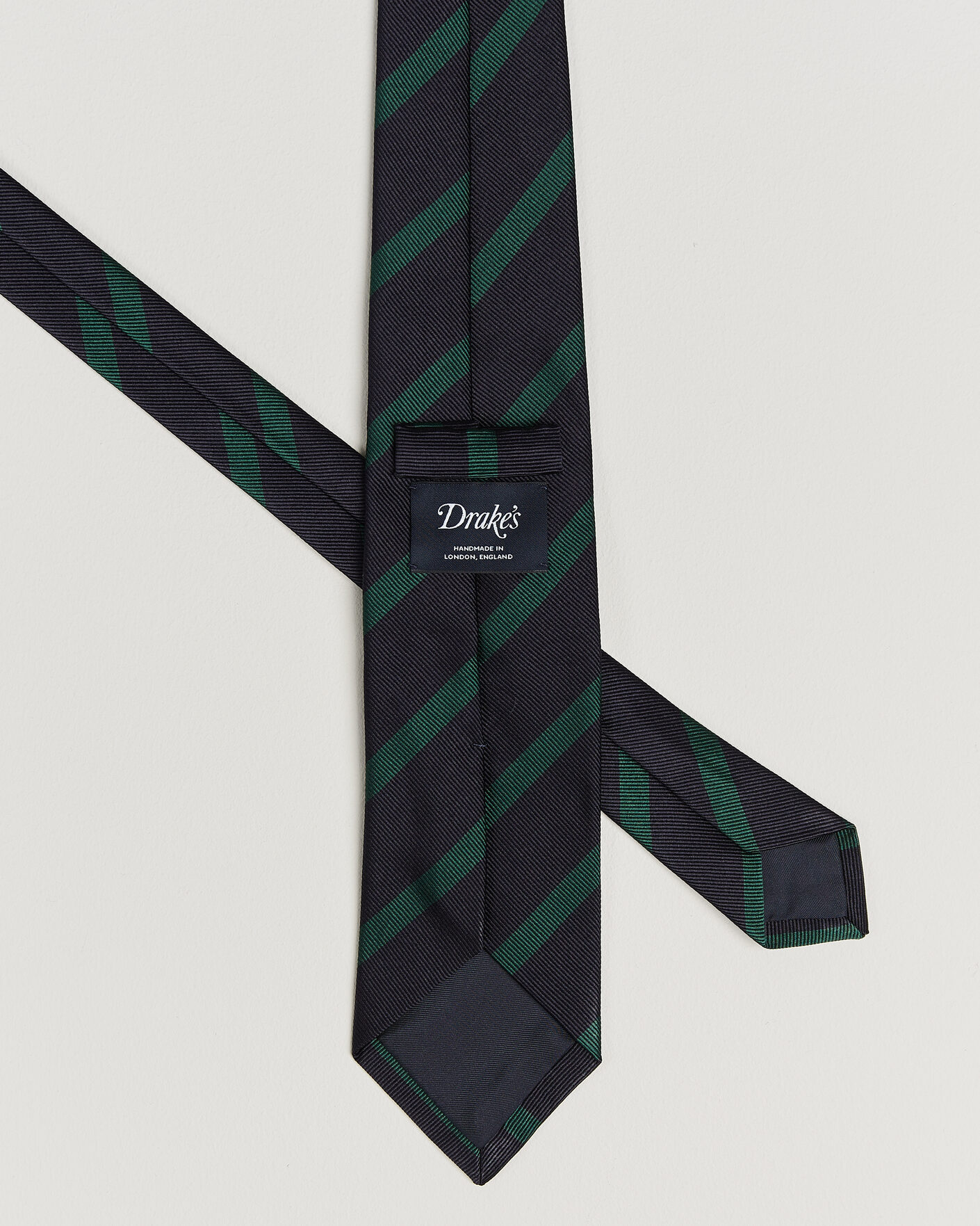 Heren | Stropdassen | Drake's | Bar Stripe Reppe Silk Tie Navy/Green