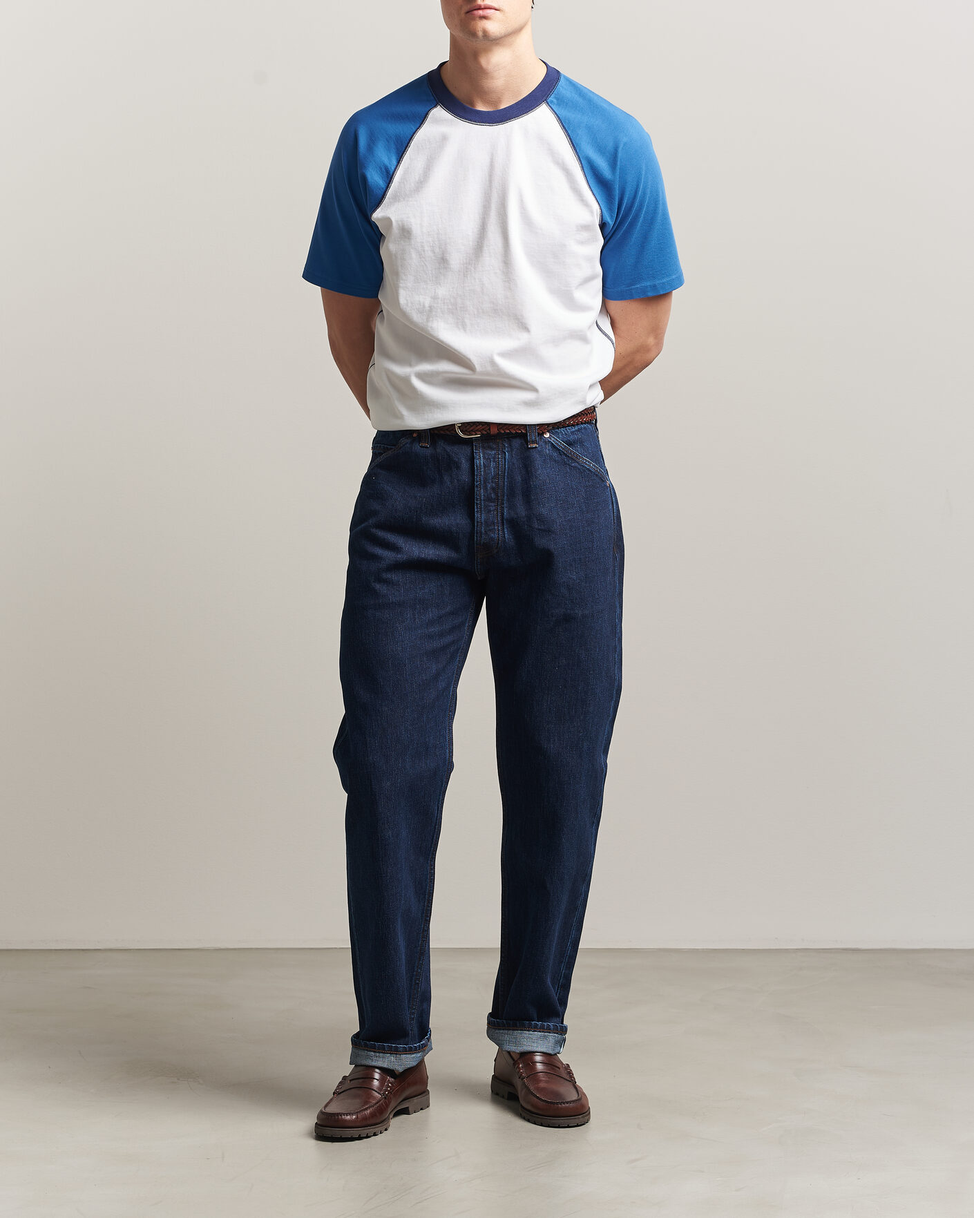 Heren | Jeans | Drake's | 5-Pocket Japanese Selvedge Denim Stone Wash