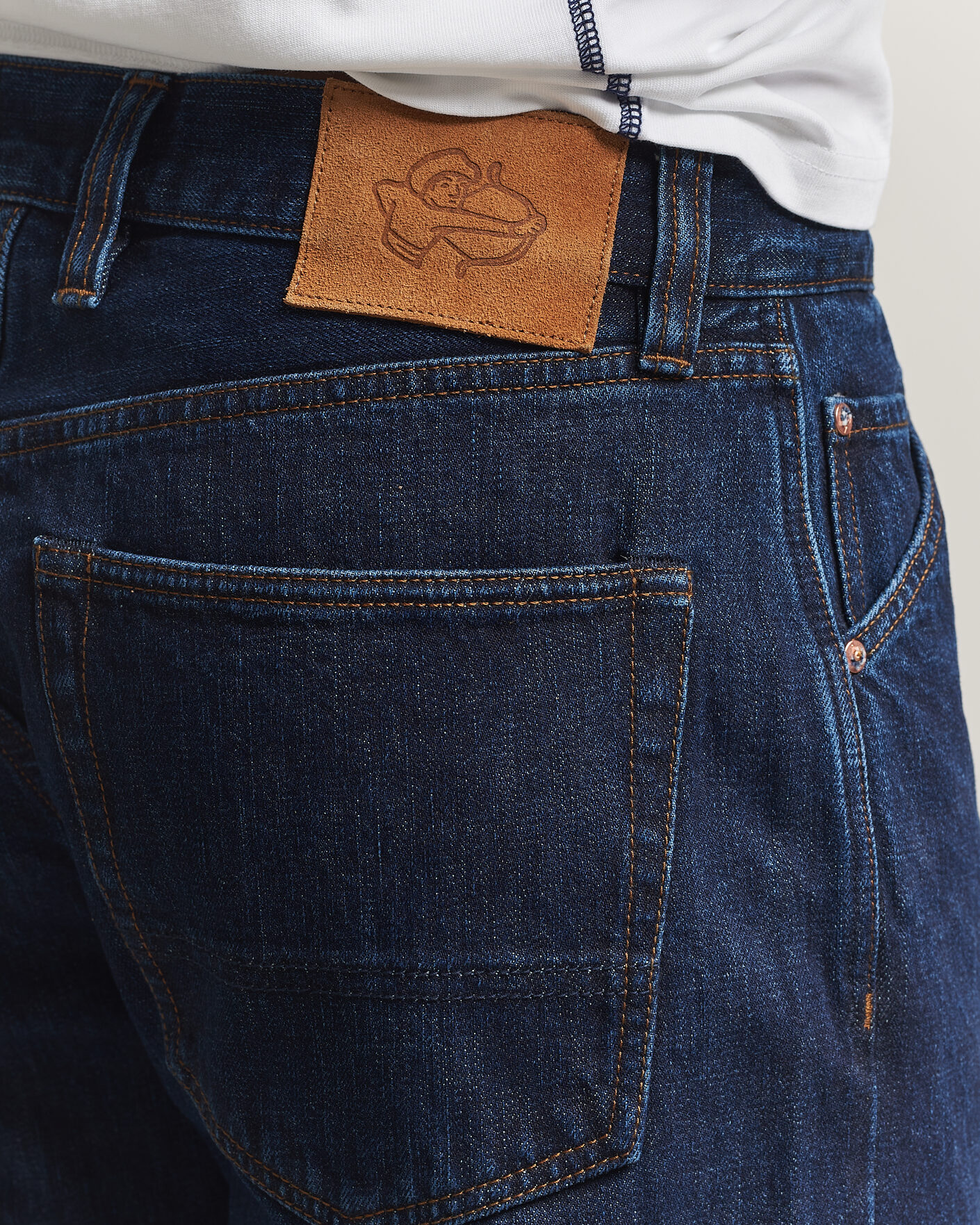 Heren | Jeans | Drake's | 5-Pocket Japanese Selvedge Denim Stone Wash