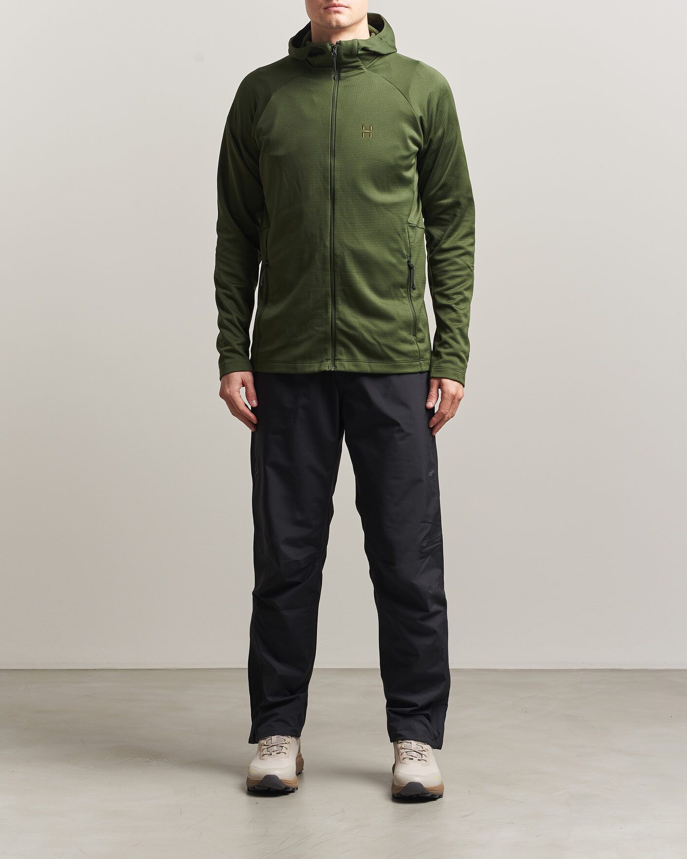 Heren | Truien | Haglöfs | Korp Mid Fleece Hood Seaweed Green