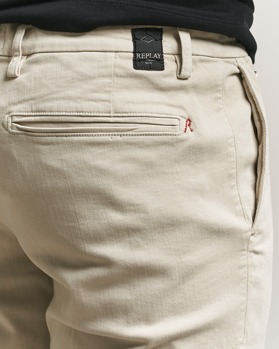 Heren | Broeken | Replay | Benni Hyperflex X-Lite Chinos Ivory
