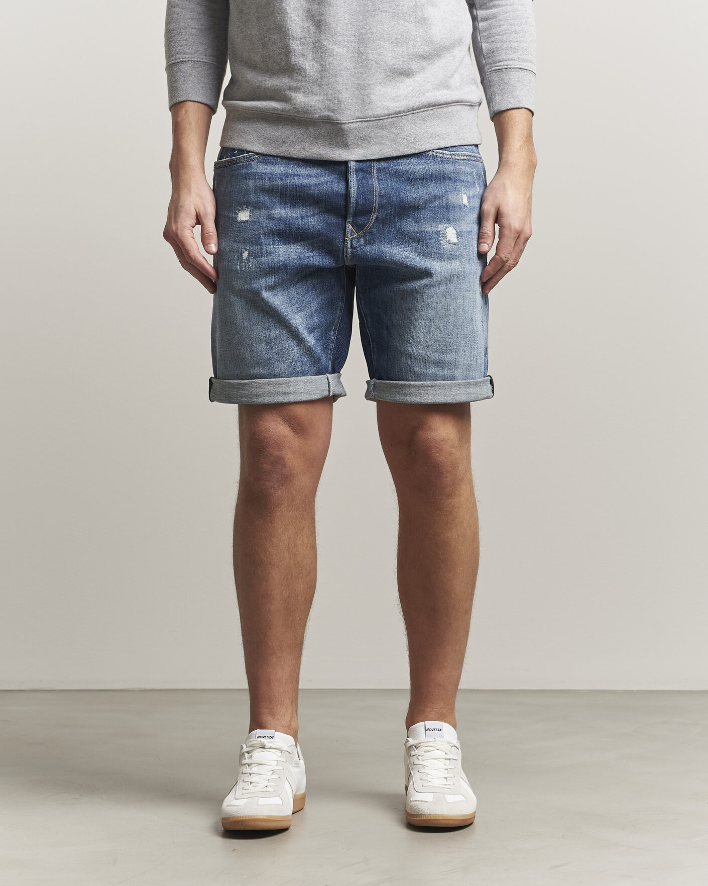 Heren | Korte broek | Replay | RBJ981 Shredded Denim Shorts Medium Blue