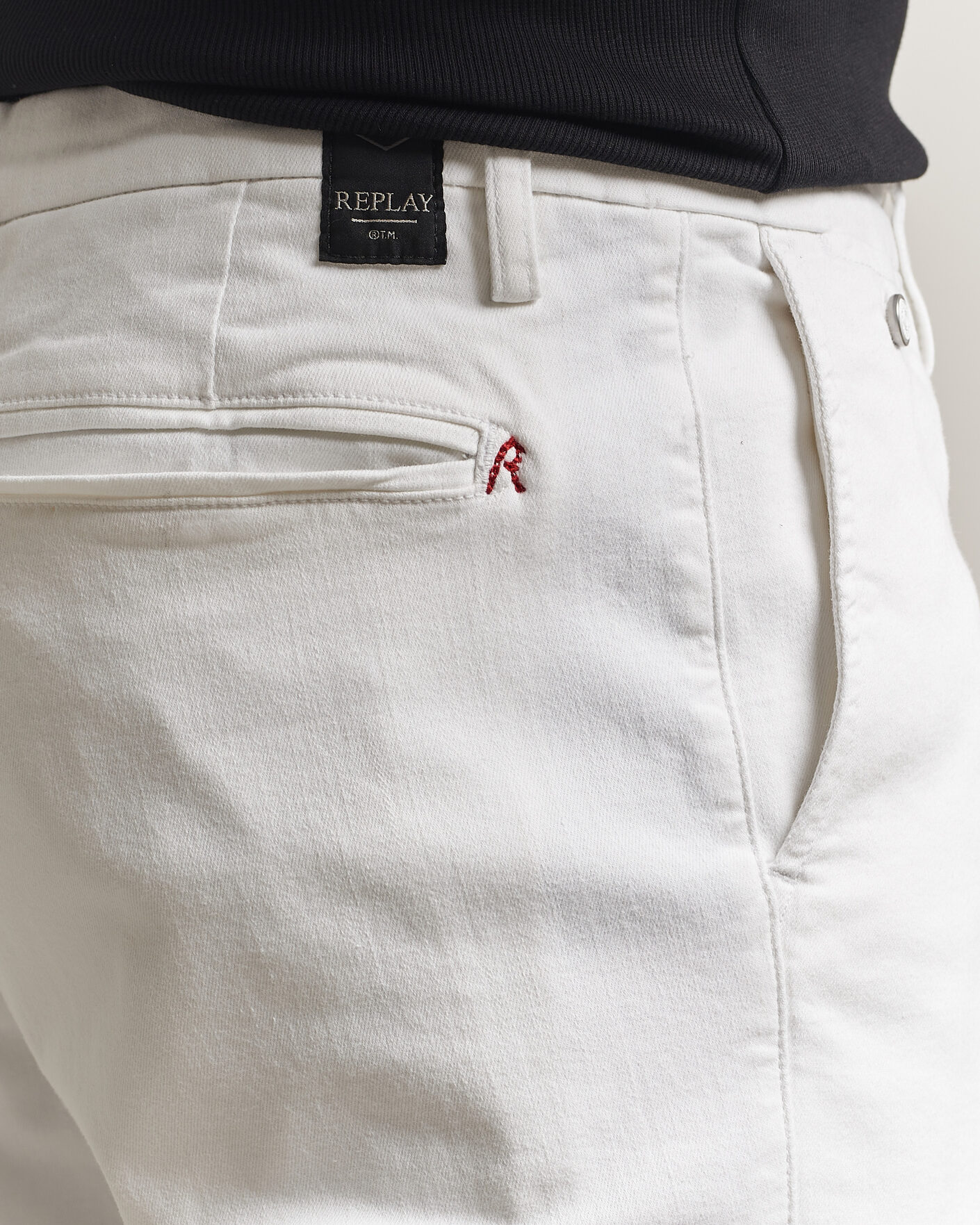 Heren | Broeken | Replay | Benni Hyperflex X-Lite Chinos Natural White