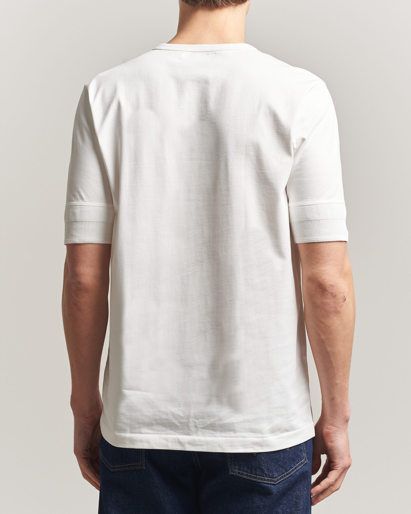 Heren | T-shirts | Merz b. Schwanen | Classic Organic Cotton Short Sleeve Henley White