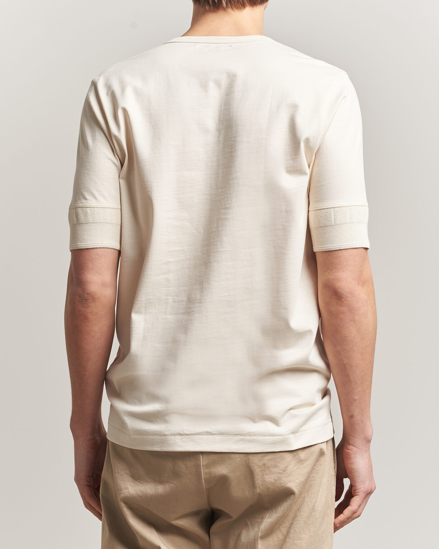 Heren | T-shirts | Merz b. Schwanen | Classic Organic Cotton Short Sleeve Henley Nature