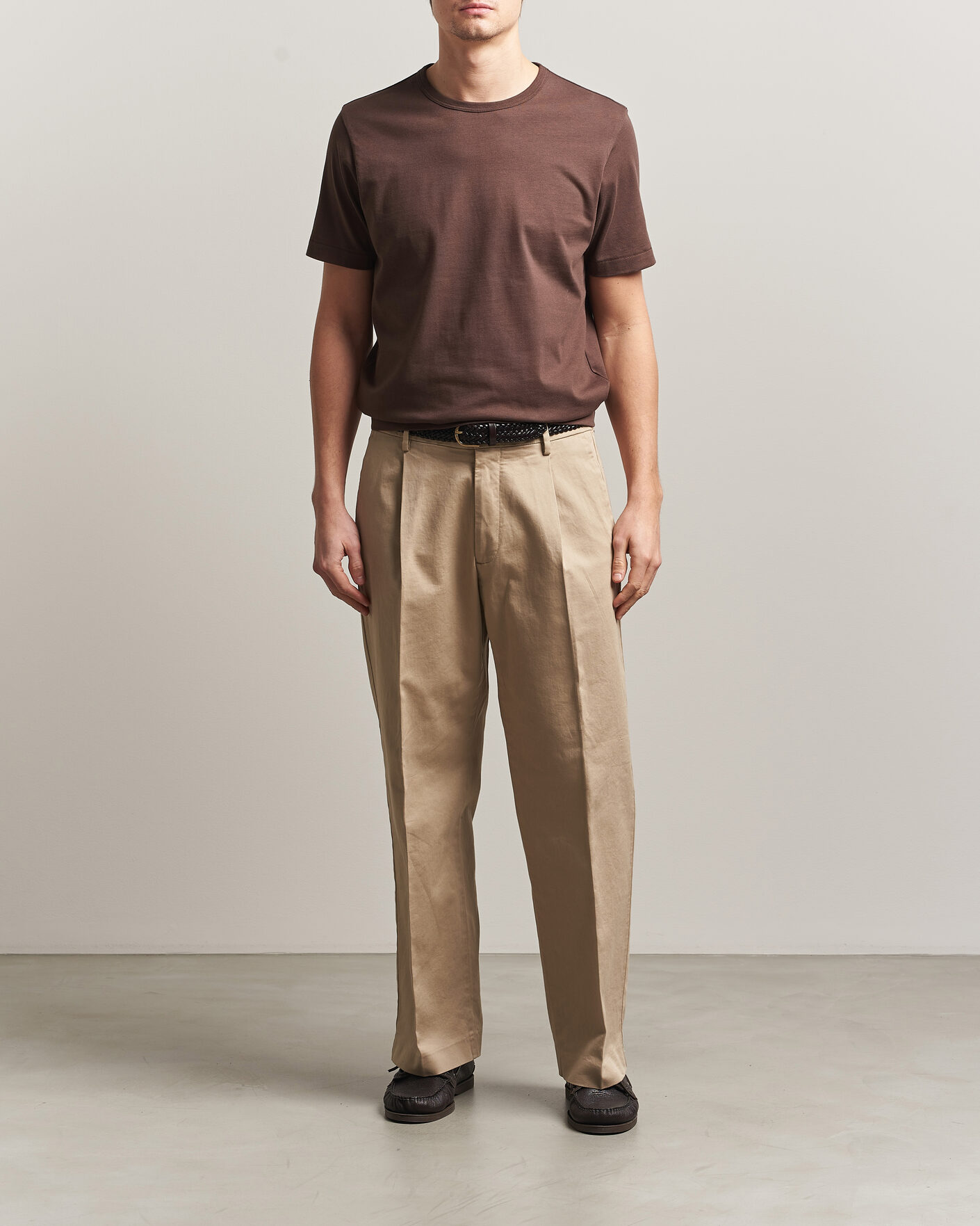 Heren | T-shirts | Merz b. Schwanen | Classic Fit Sturdy T-Shirt Chocolate
