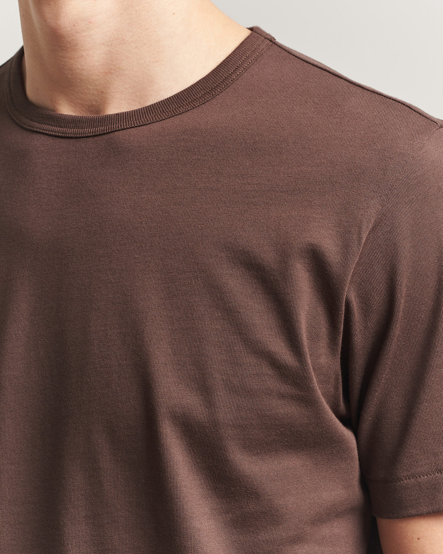 Heren | T-shirts | Merz b. Schwanen | Classic Fit Sturdy Loopwheeled T-Shirt Chocolate