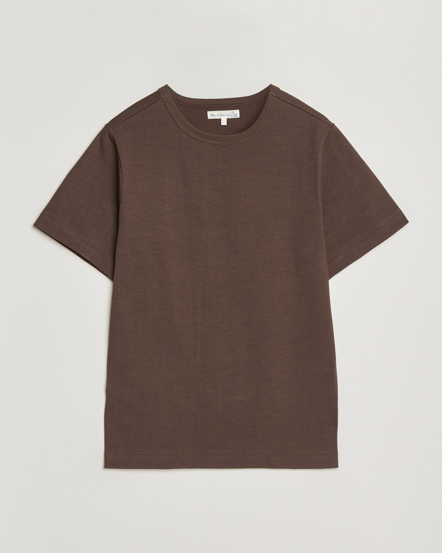 Heren | T-shirts | Merz b. Schwanen | Relaxed Fit Loopwheeled Heavy T-Shirt Chocolate