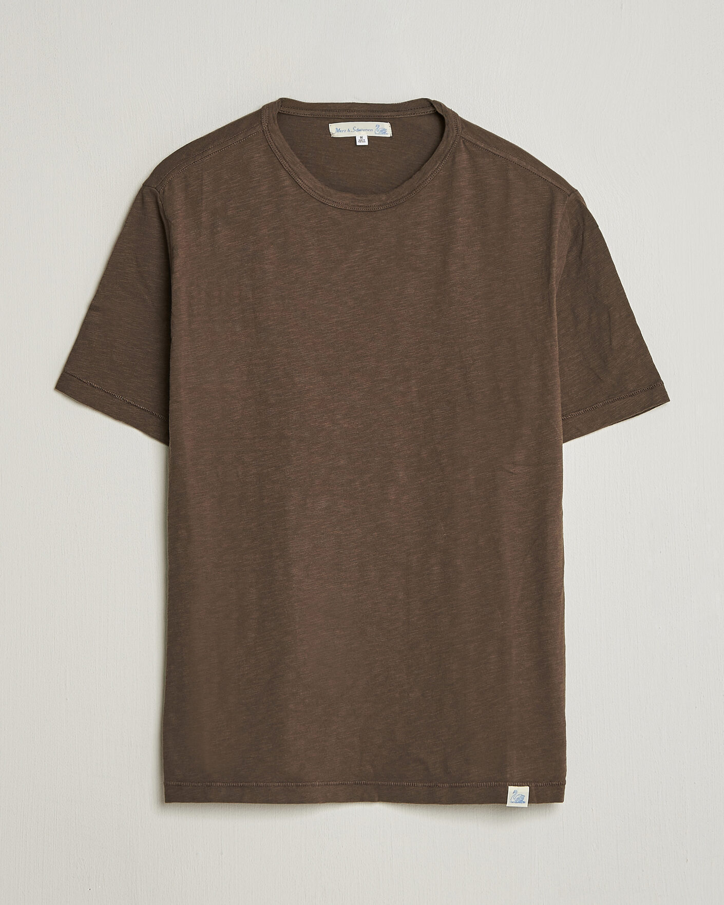 Heren | T-shirts | Merz b. Schwanen | Organic Pima Cotton Slub Crew Neck T-Shirt Chocolate