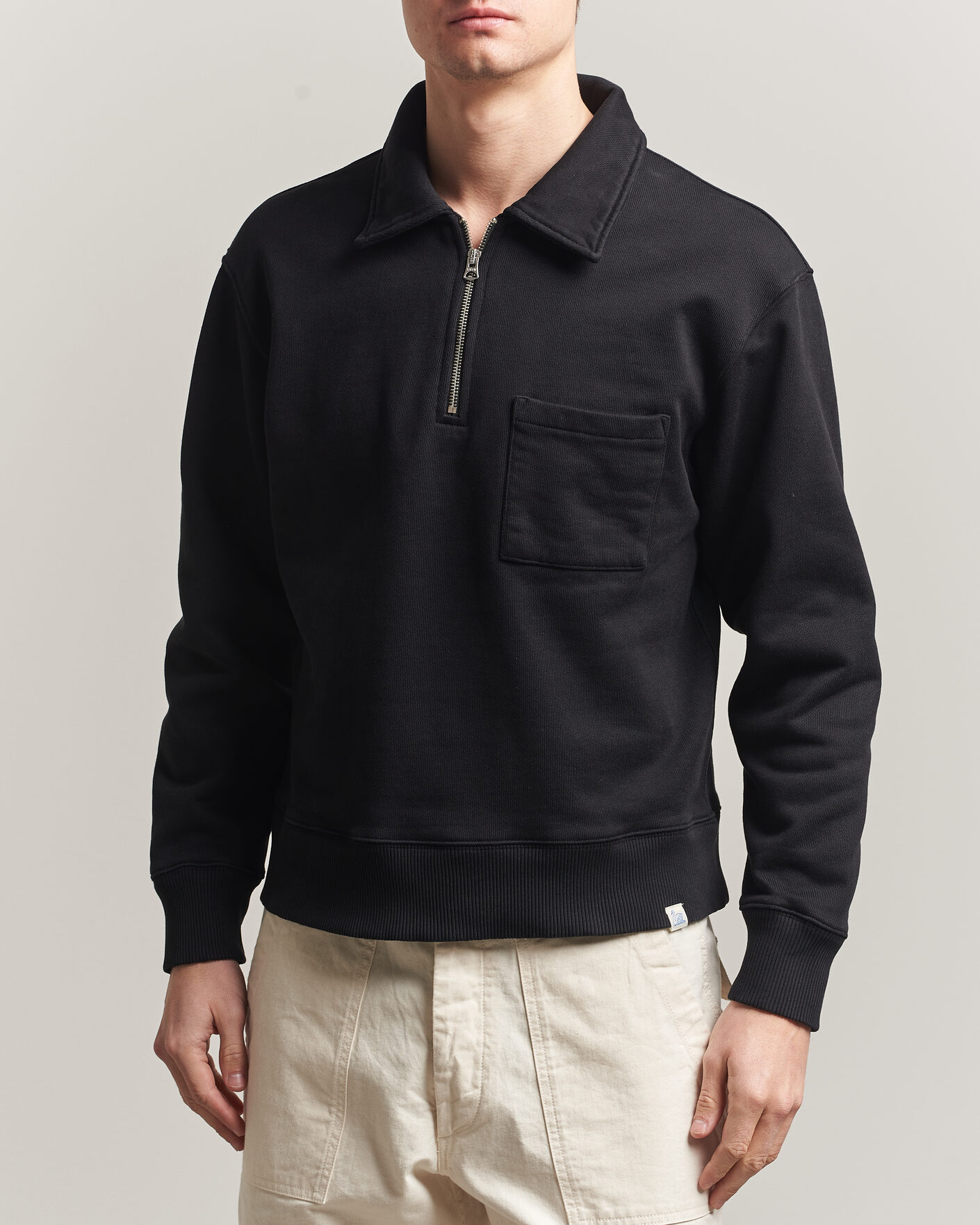 Heren | Truien | Merz b. Schwanen | Classic Fit Authentic Fleece Half Zip Black