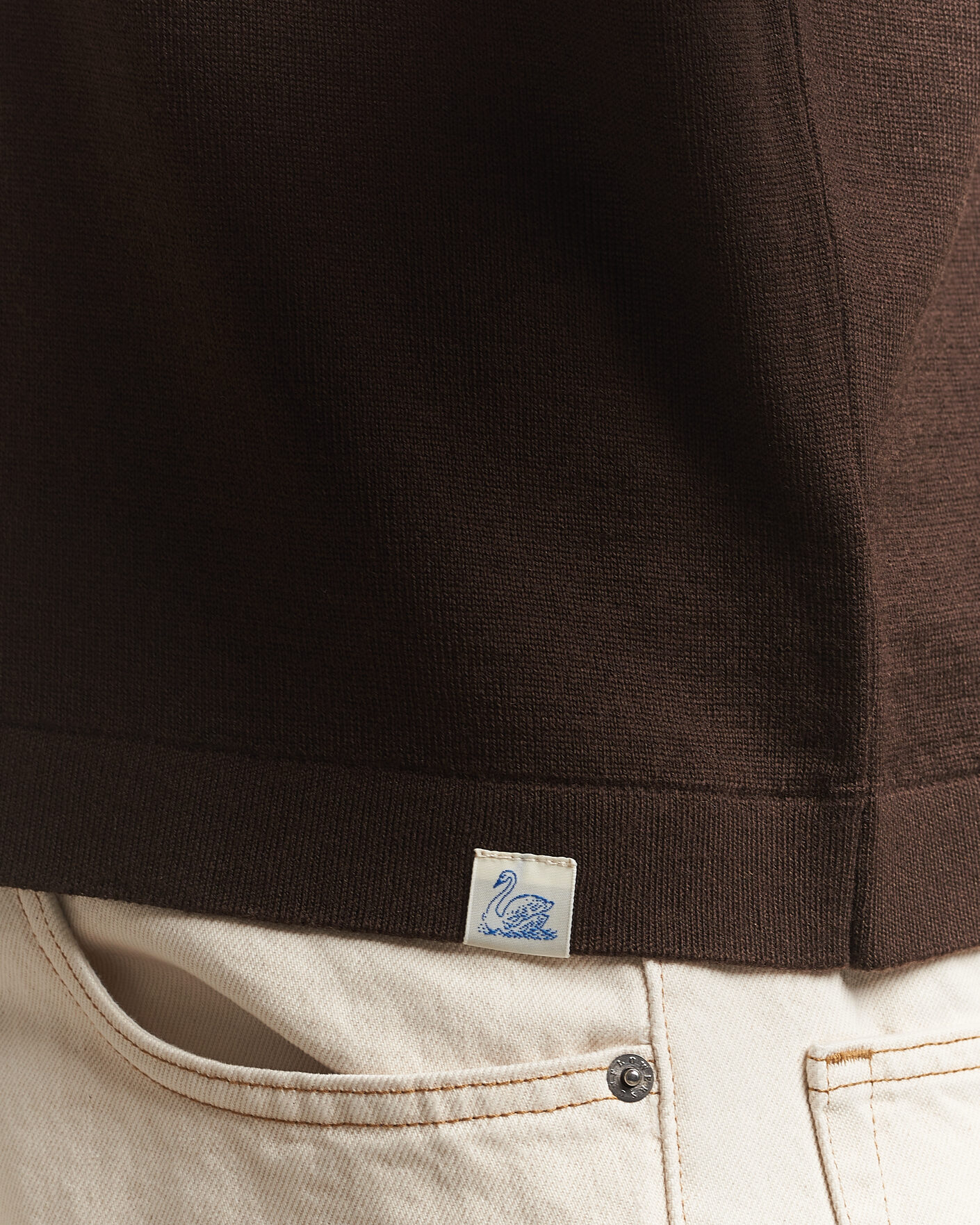 Heren | Polo's | Merz b. Schwanen | Relaxed Fit Merino Knitted Polo Coffee