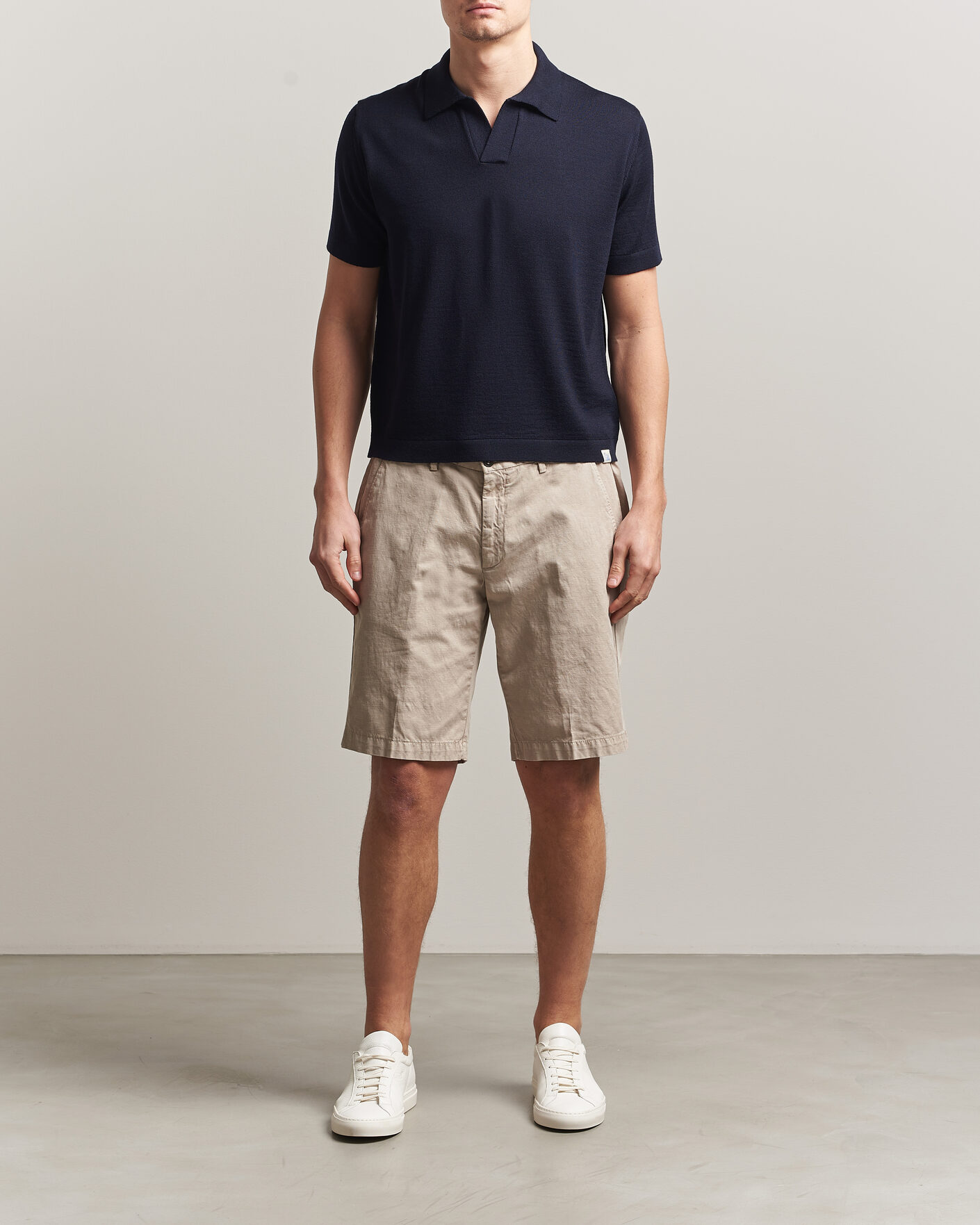 Heren | Polo's | Merz b. Schwanen | Relaxed Fit Merino Knitted Polo Dark Navy