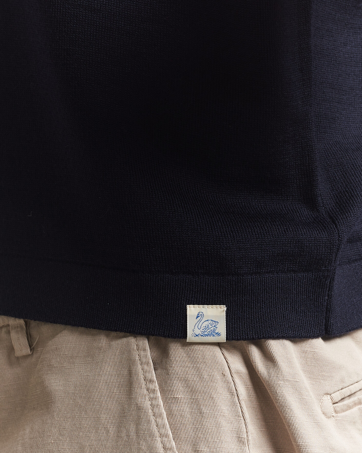 Heren | Polo's | Merz b. Schwanen | Relaxed Fit Merino Knitted Polo Dark Navy