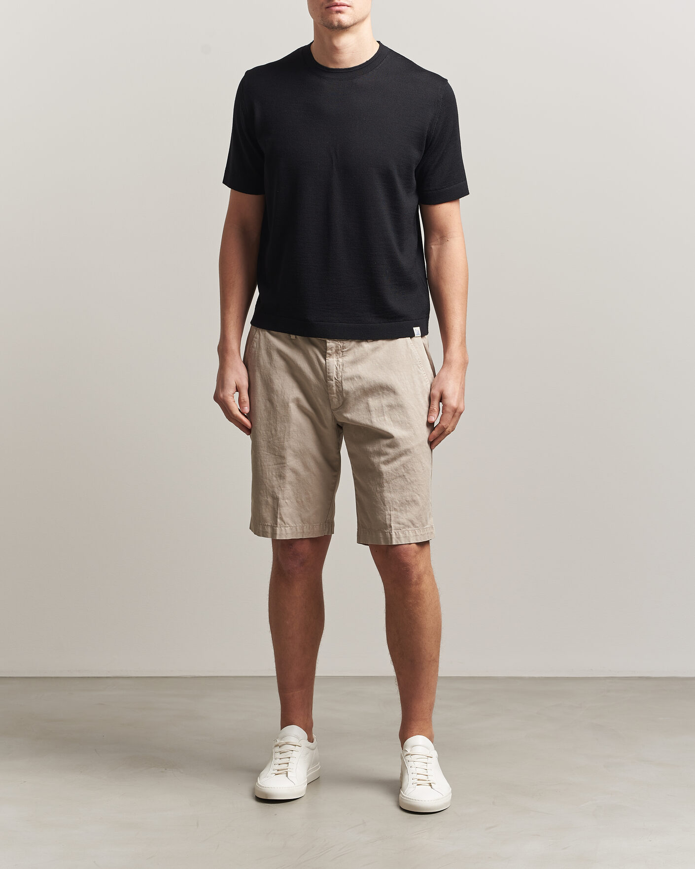 Heren | T-shirts | Merz b. Schwanen | Relaxed Fit Merino Knitted T-Shirt Black