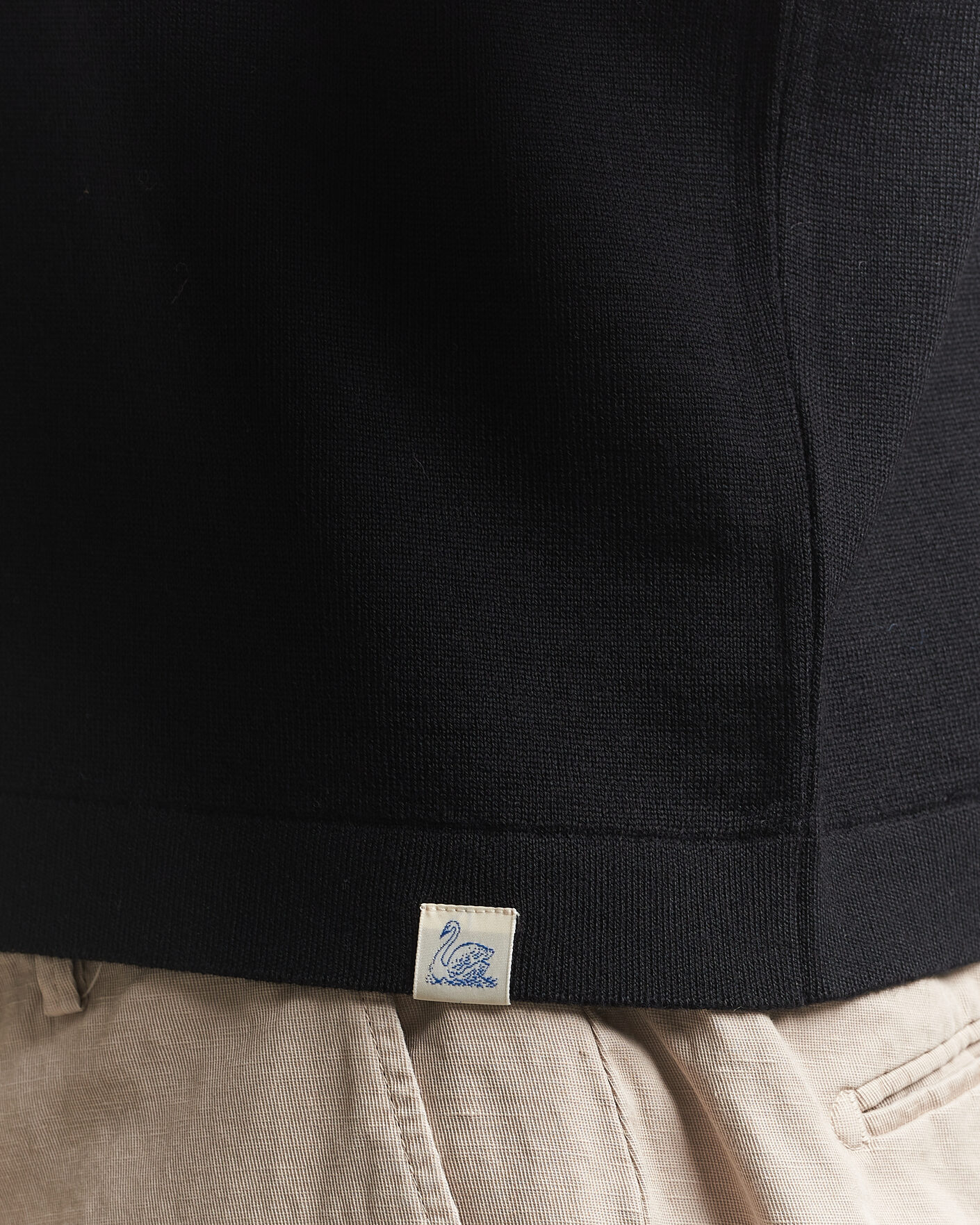 Heren | T-shirts | Merz b. Schwanen | Relaxed Fit Merino Knitted T-Shirt Black