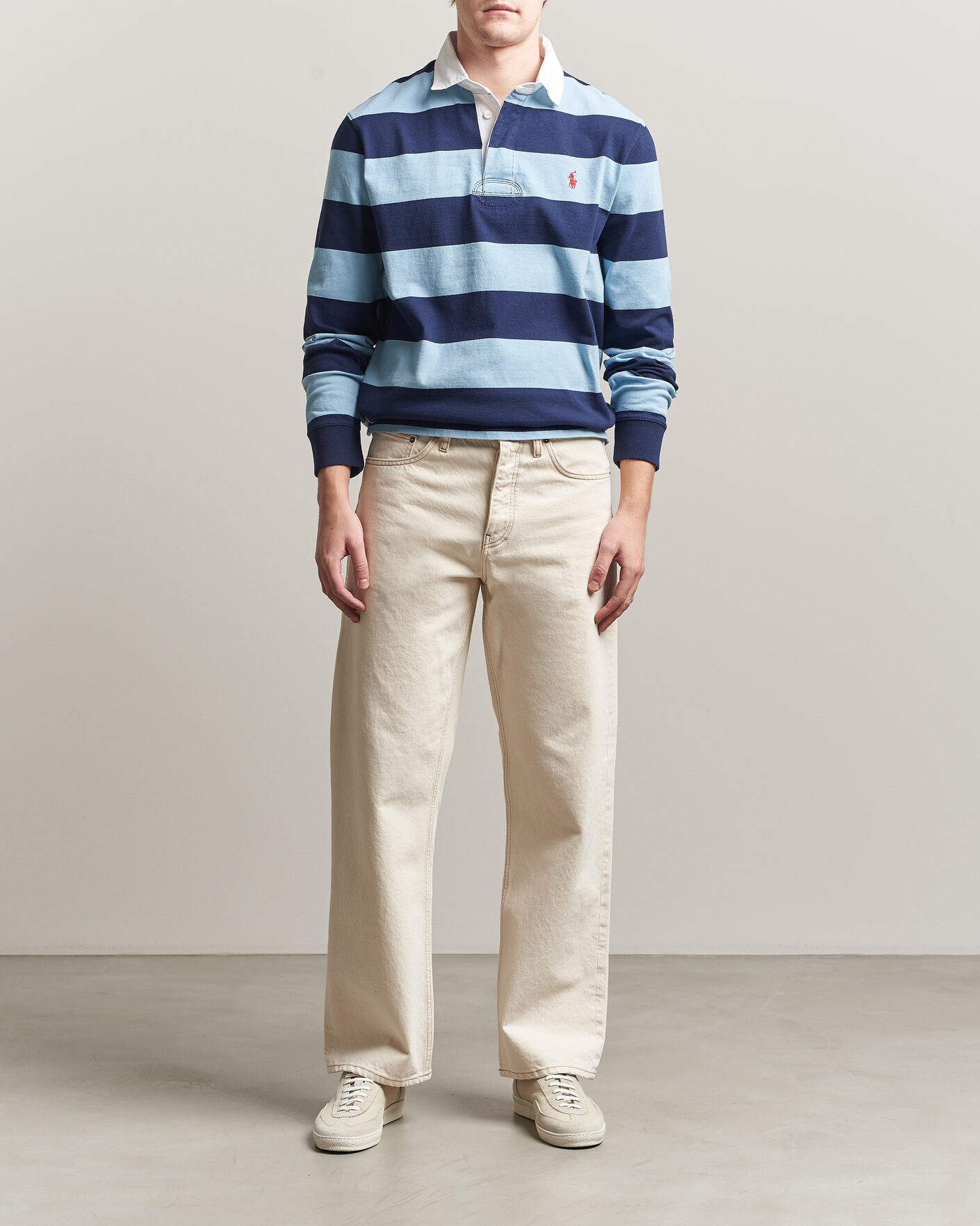 Heren | Truien | Polo Ralph Lauren | Jersey Striped Rugger Powder Blue/Newport Navy