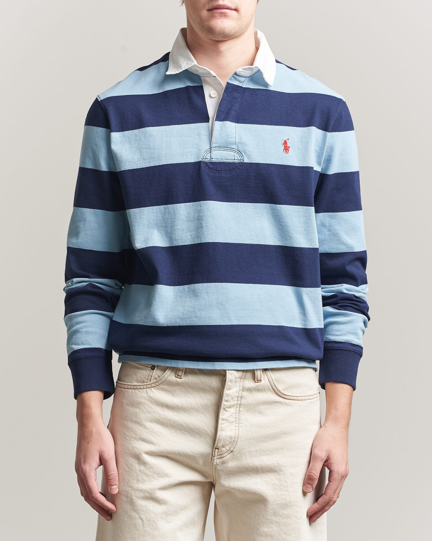 Heren | Truien | Polo Ralph Lauren | Jersey Striped Rugger Powder Blue/Newport Navy