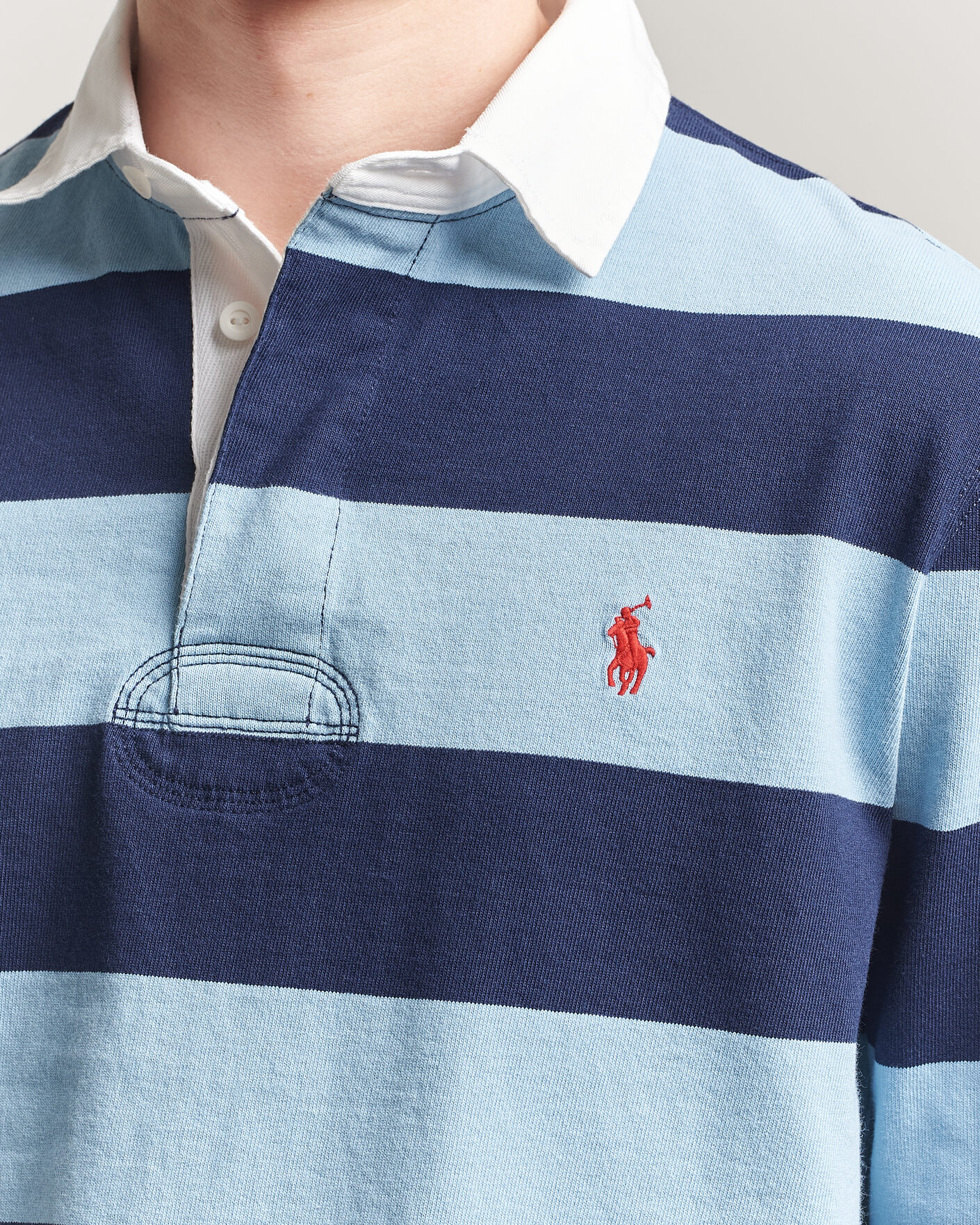 Heren | Truien | Polo Ralph Lauren | Jersey Striped Rugger Powder Blue/Newport Navy