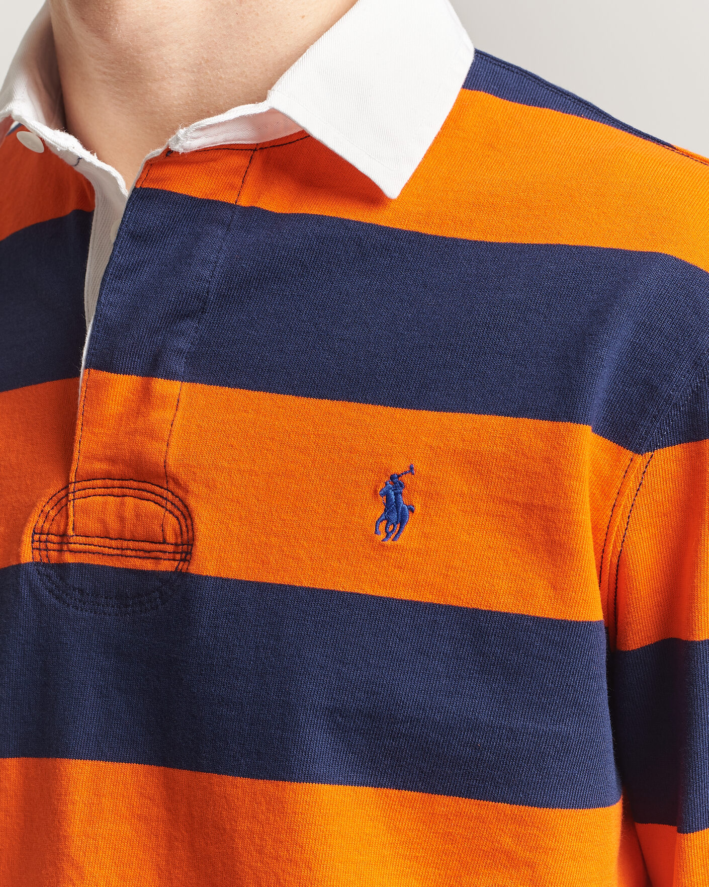 Heren | Truien | Polo Ralph Lauren | Jersey Striped Rugger Sailing Orange/Newport Navy
