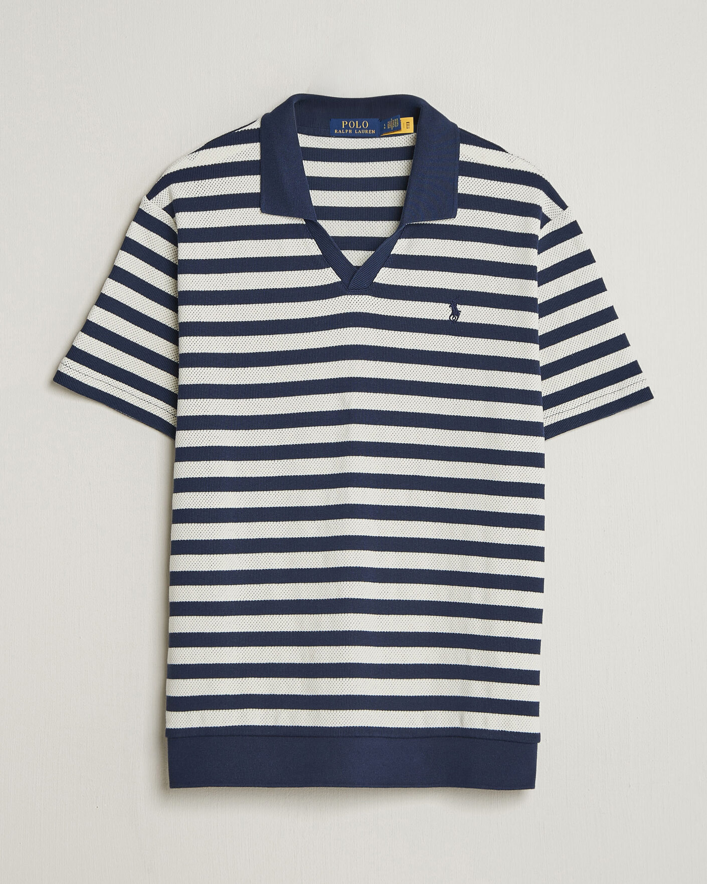 Heren | Polo's | Polo Ralph Lauren | Cotton Texture Striped Polo Newport Navy/Cream
