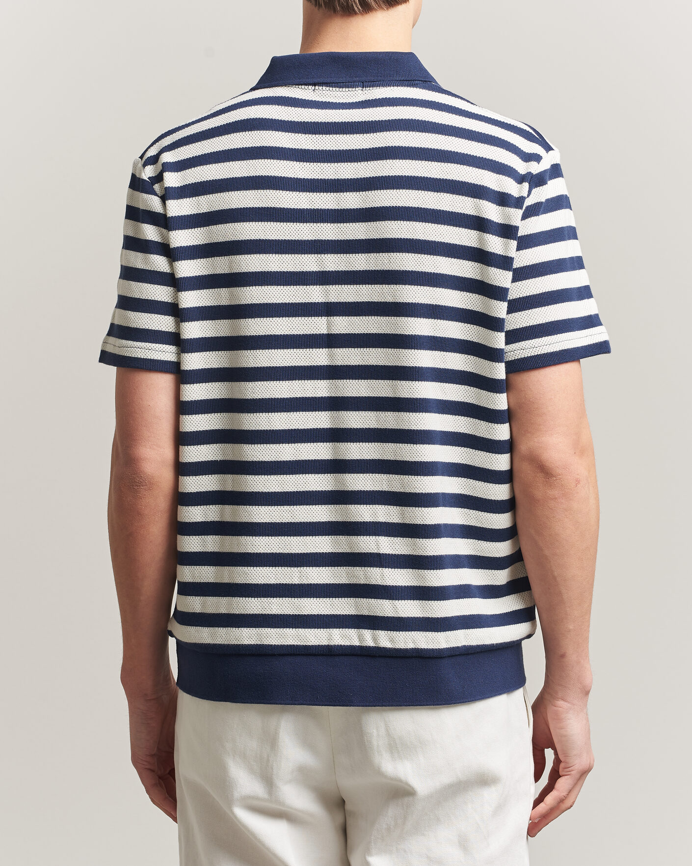 Heren | Polo's | Polo Ralph Lauren | Cotton Texture Striped Polo Newport Navy/Cream