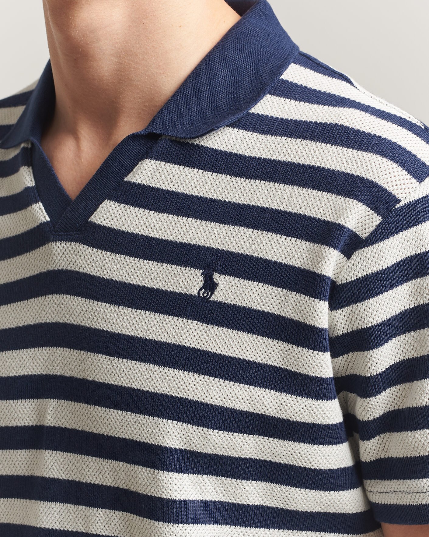 Heren | Polo's | Polo Ralph Lauren | Cotton Texture Striped Polo Newport Navy/Cream