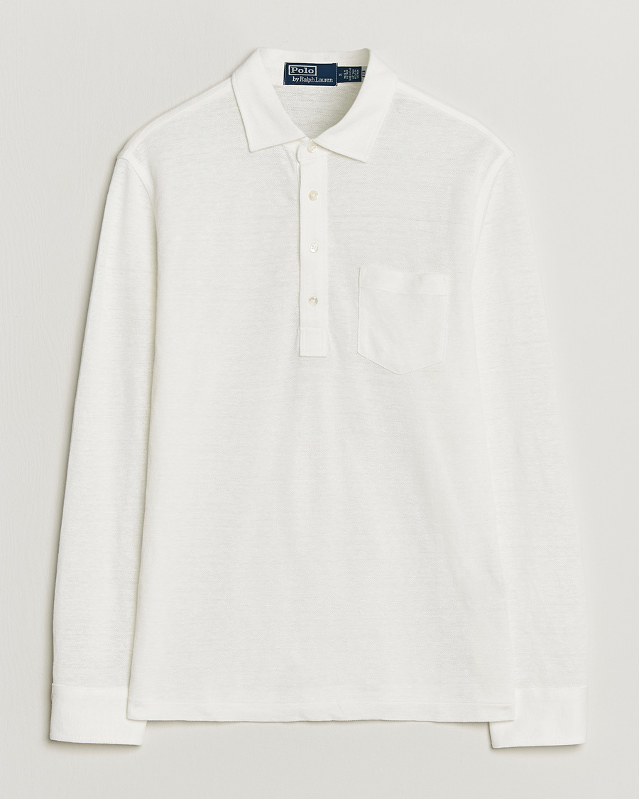 Heren | Polo's | Polo Ralph Lauren | Long Sleeve Linen Polo Deckwash White