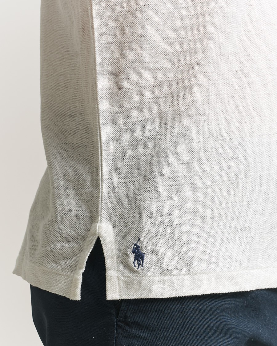 Heren | Polo's | Polo Ralph Lauren | Long Sleeve Linen Polo Deckwash White