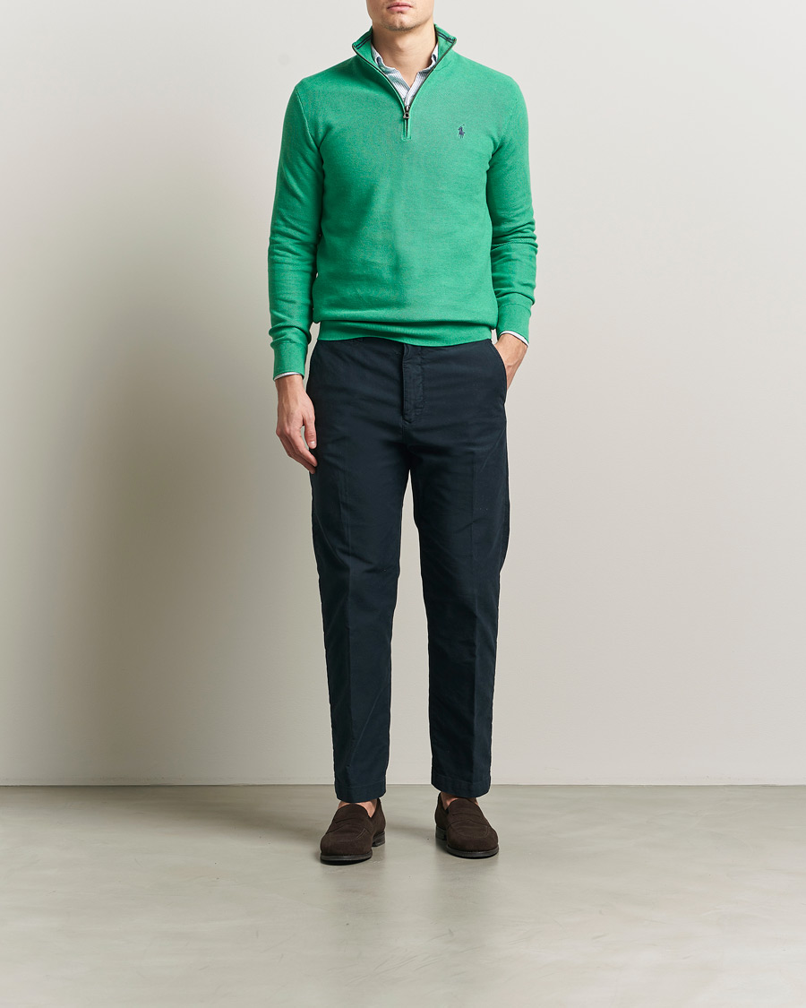 Polo Ralph Lauren Textured Half Zip Palm Green Heather | Man