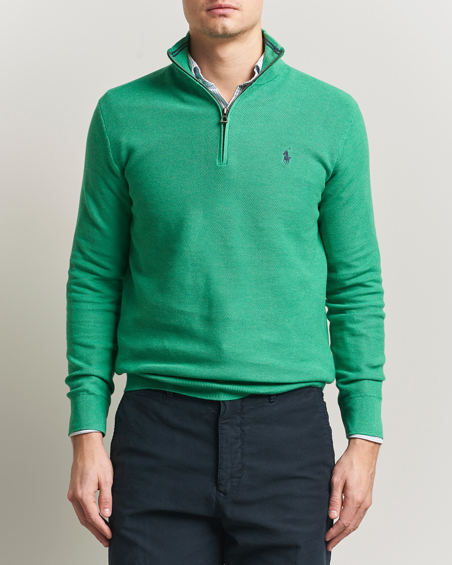 Polo Ralph Lauren Textured Half Zip Palm Green Heather | Man