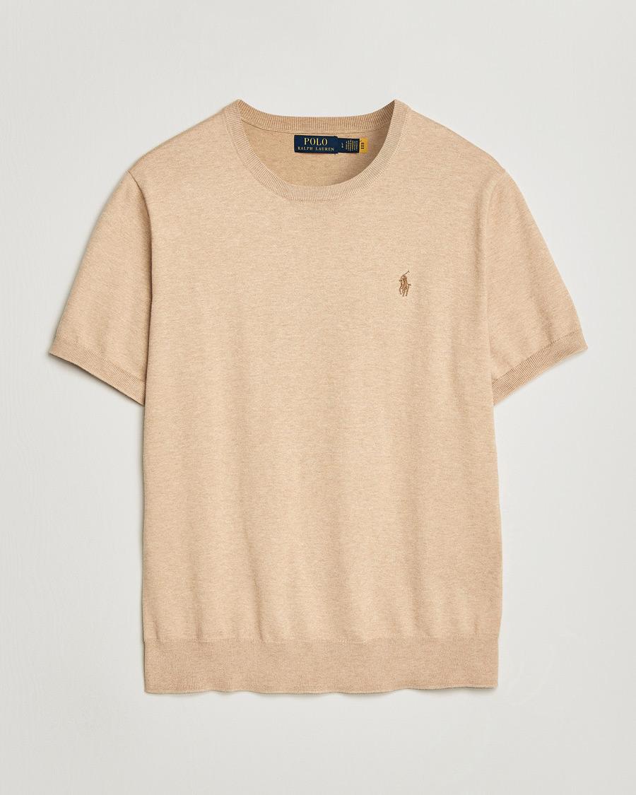 Heren | T-shirts | Polo Ralph Lauren | Knitted Short Sleeve T-Shirt Camel Melange