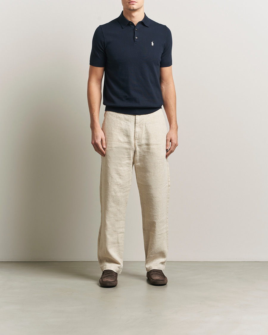 Heren | Polo's | Polo Ralph Lauren | Knitted Short Sleeve Polo Hunter Navy