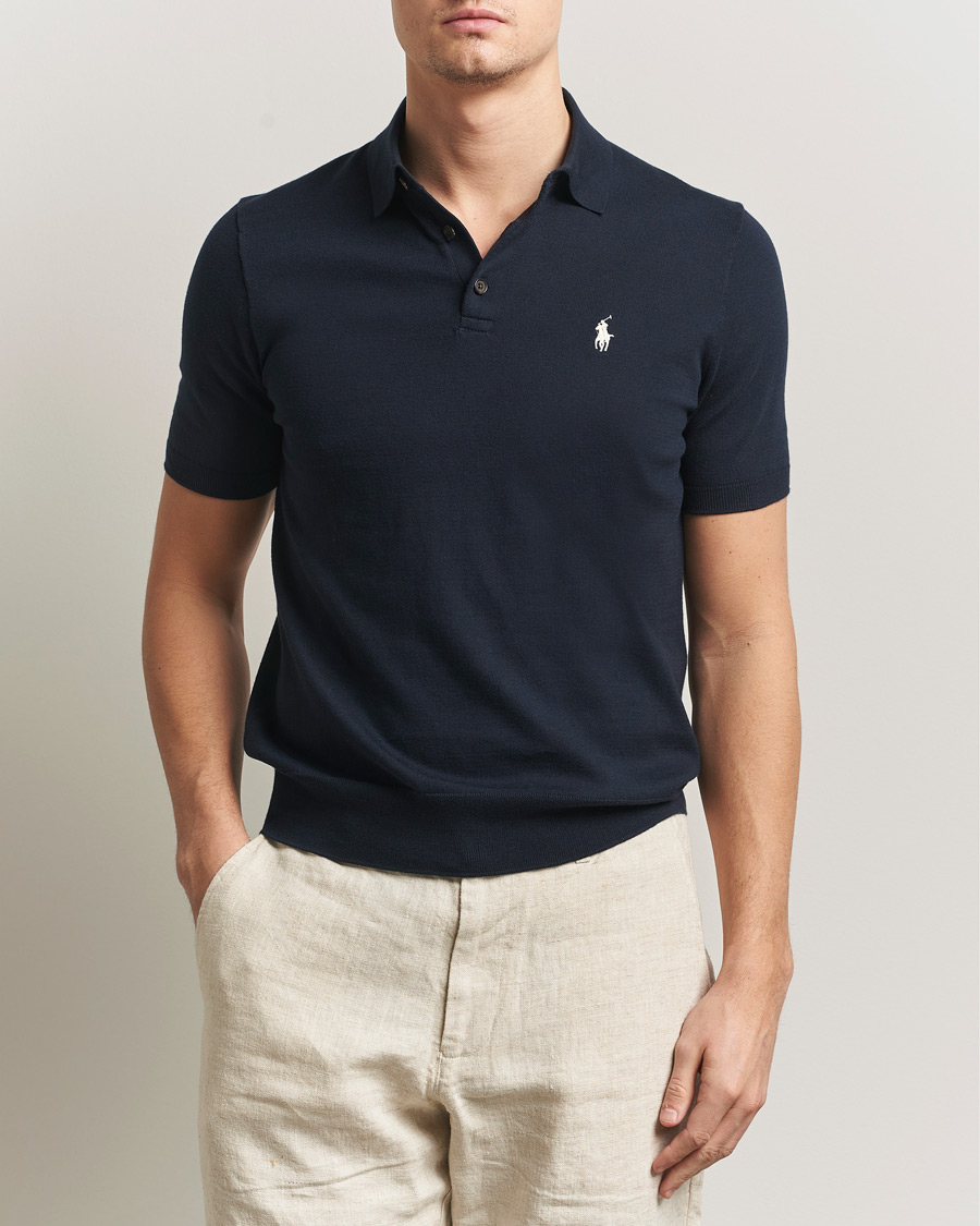 Heren | Polo's | Polo Ralph Lauren | Knitted Short Sleeve Polo Hunter Navy