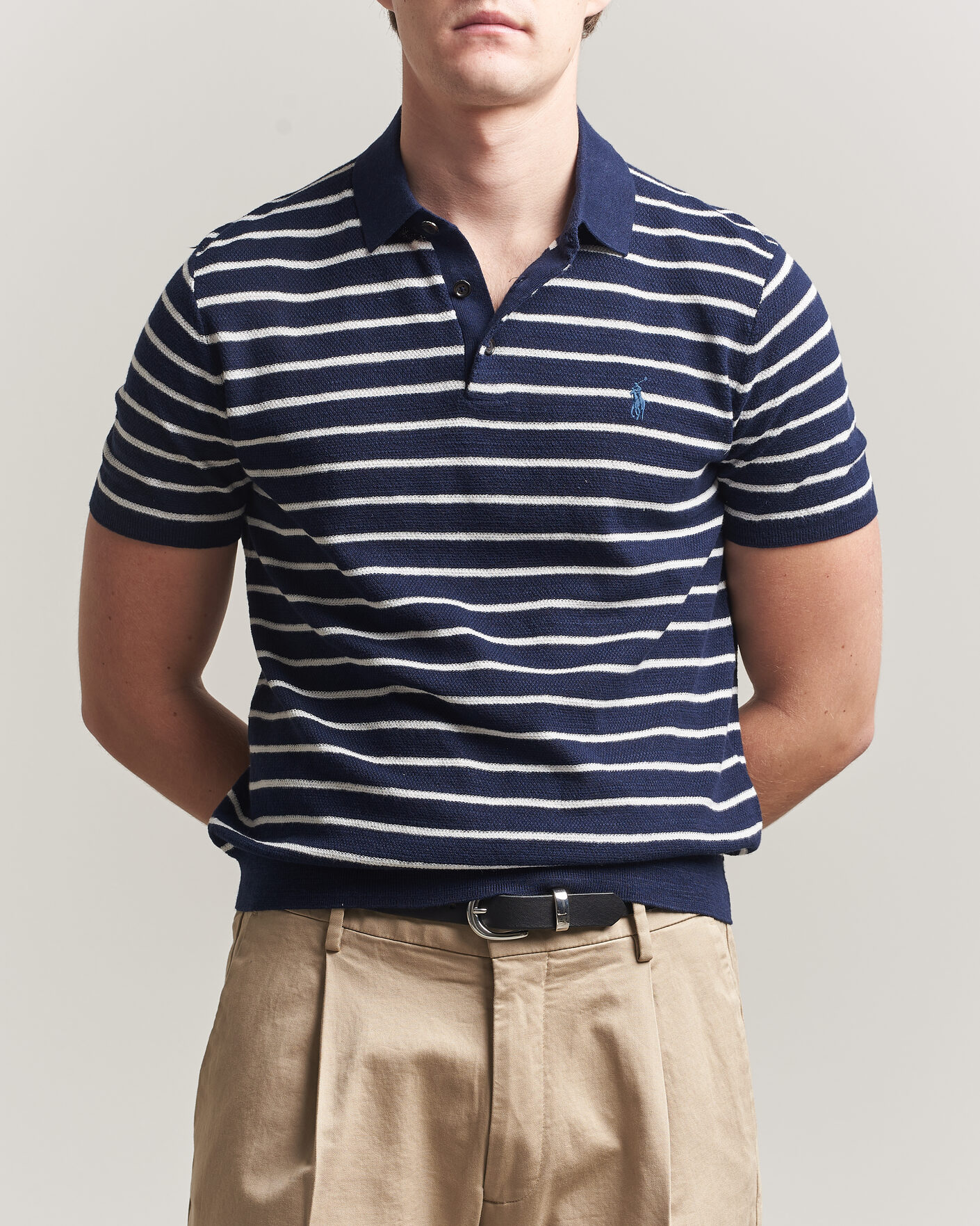 Heren | Polo's | Polo Ralph Lauren | Cotton Blend Striped Polo Bright Navy Combo