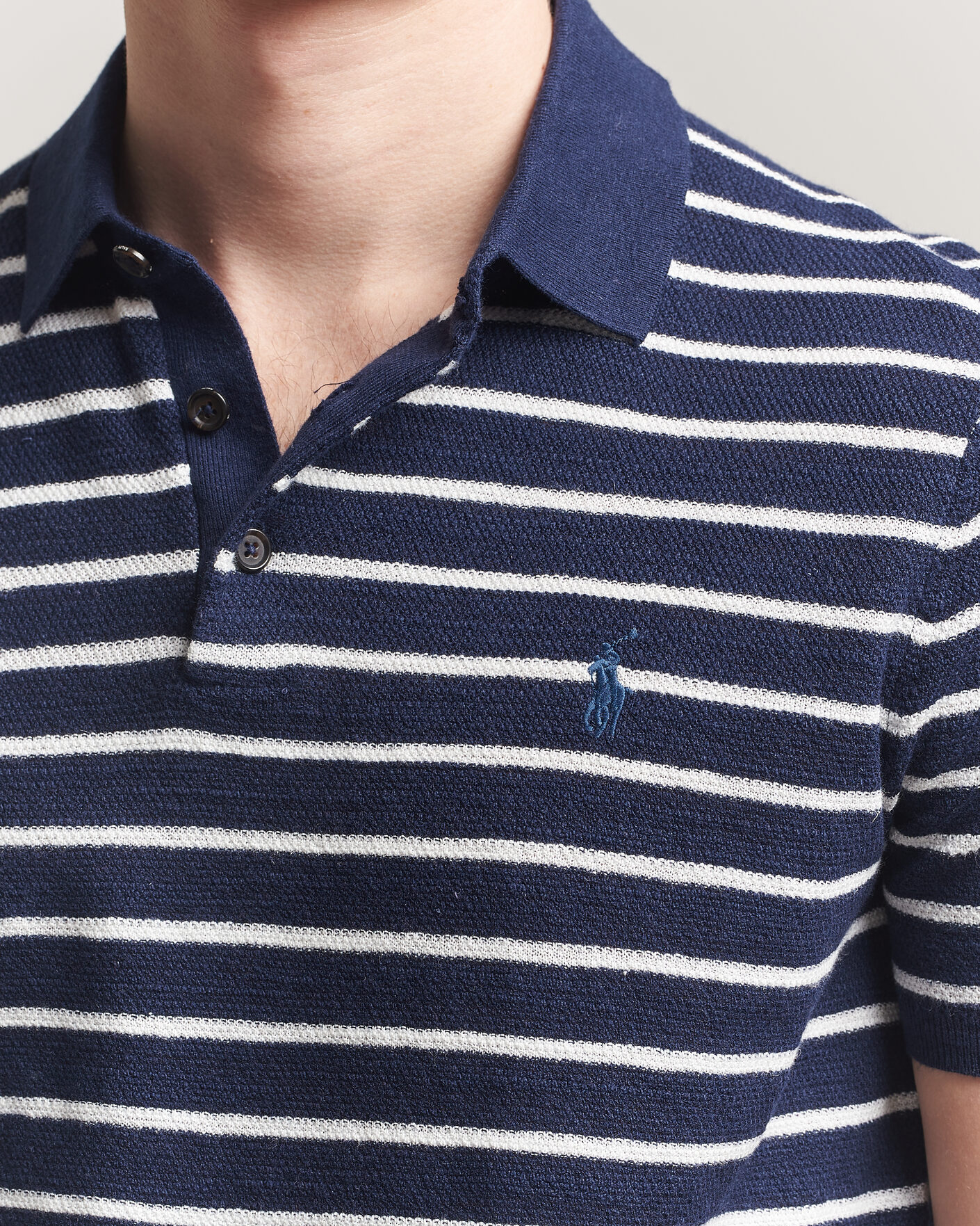 Heren | Polo's | Polo Ralph Lauren | Cotton Blend Striped Polo Bright Navy Combo