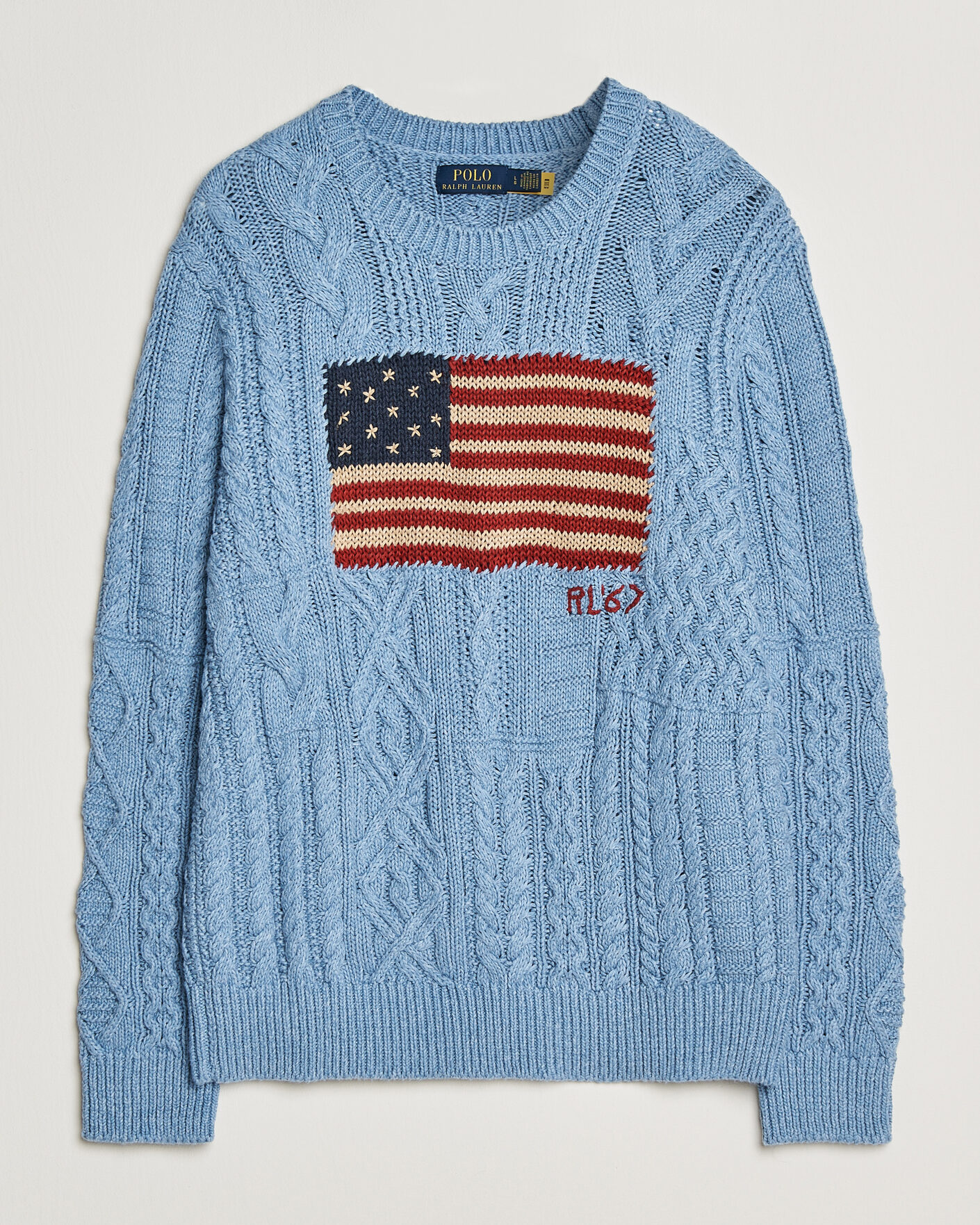 Heren | Truien | Polo Ralph Lauren | Cotton Flag Sweater Light Blue Combo