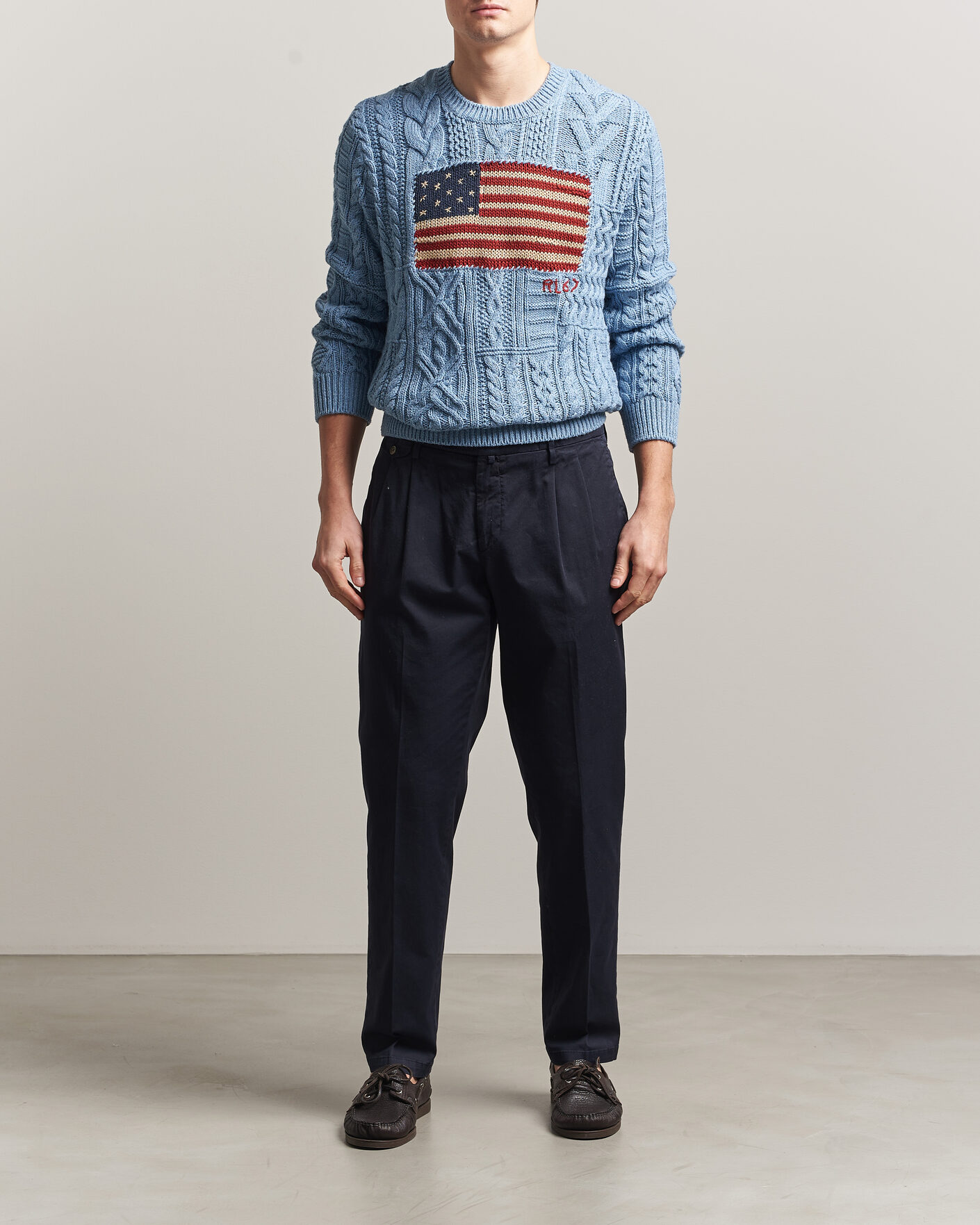 Heren | Truien | Polo Ralph Lauren | Cotton Flag Sweater Light Blue Combo