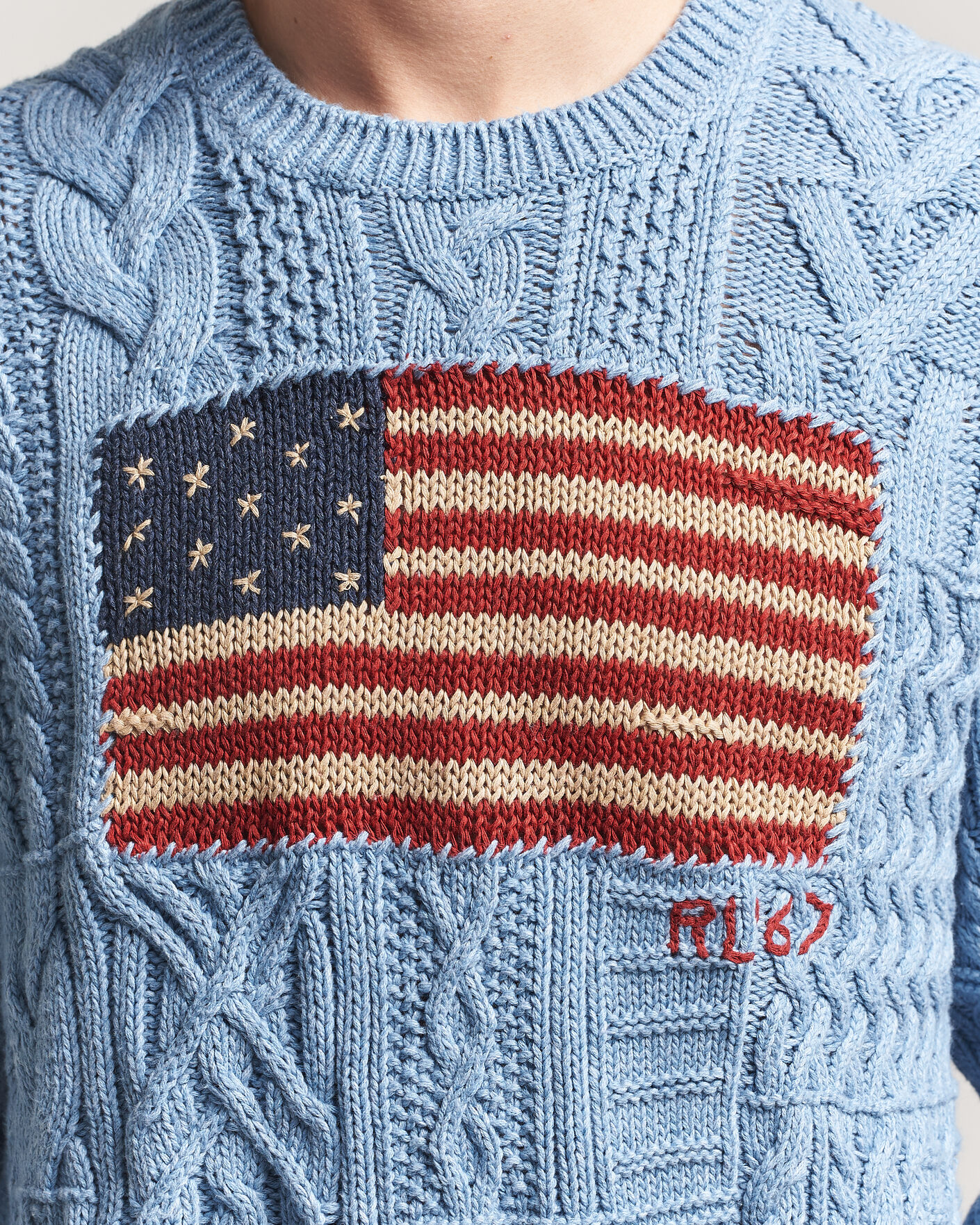 Heren | Truien | Polo Ralph Lauren | Cotton Flag Sweater Light Blue Combo