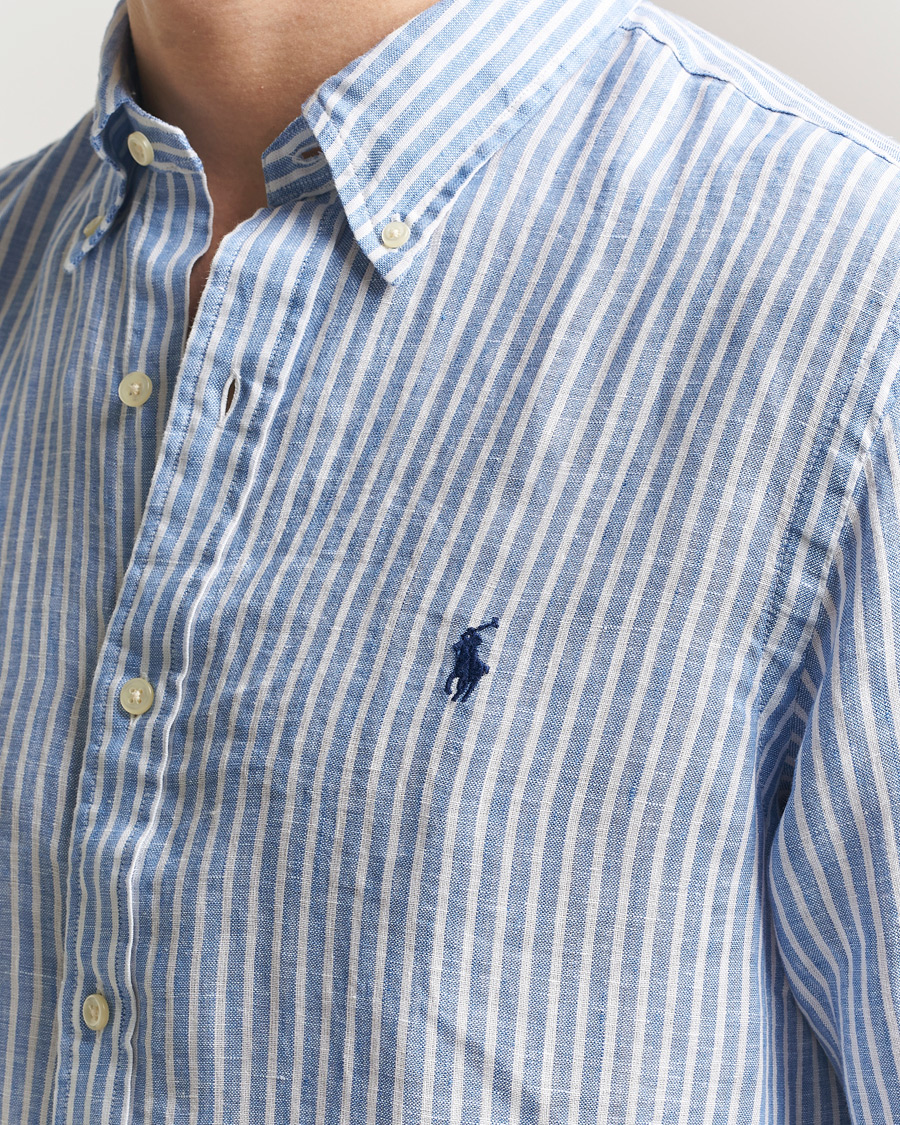 Heren | Overhemden | Polo Ralph Lauren | Custom Fit Linen Shirt Blue/White