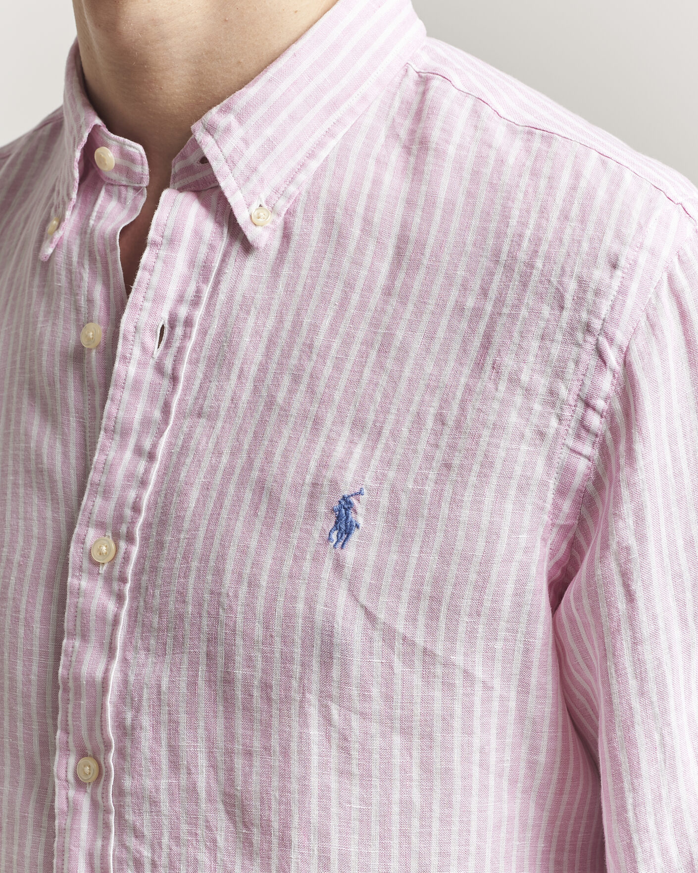 Heren | Overhemden | Polo Ralph Lauren | Custom Fit Linen Shirt Pink/White