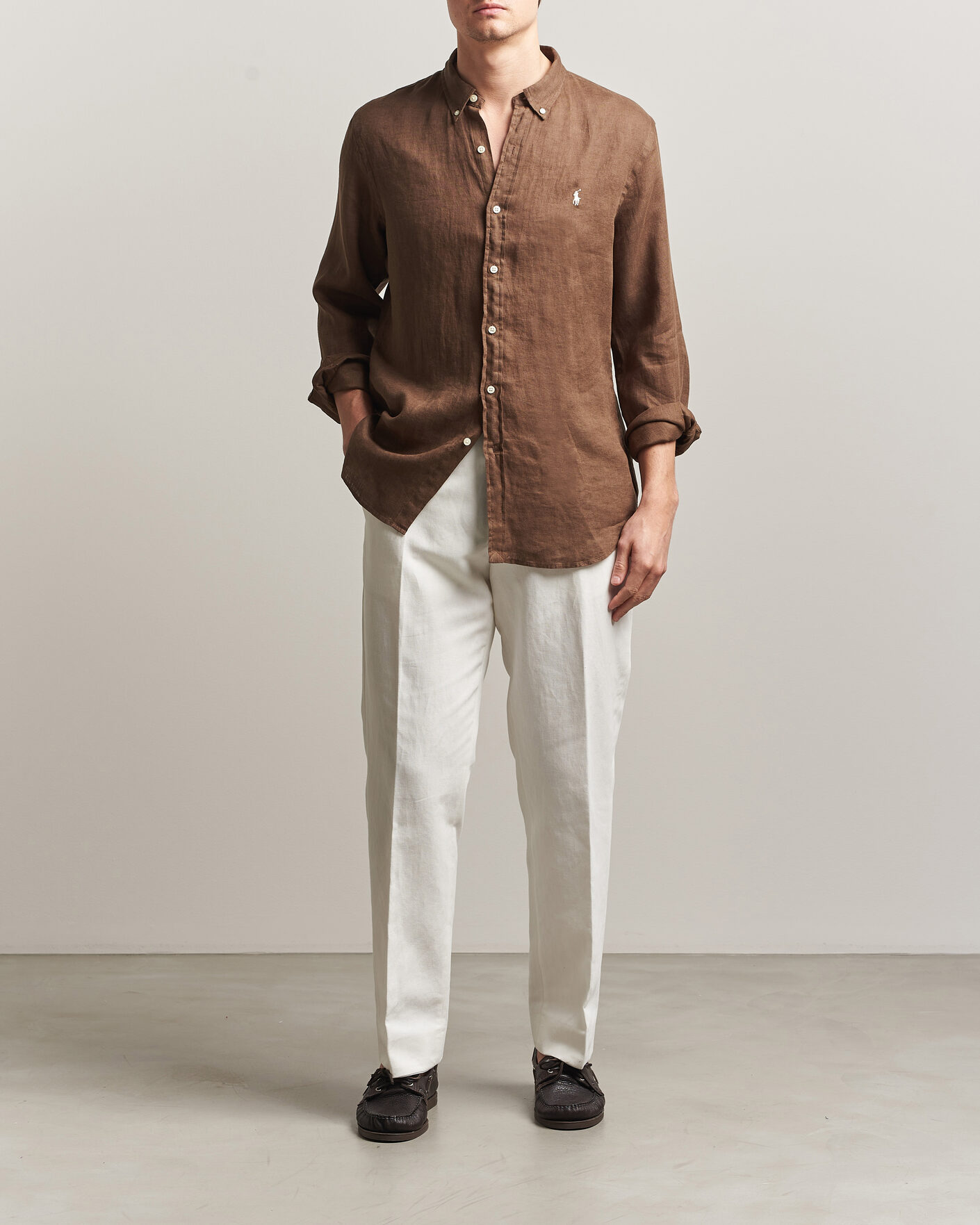 Heren | Overhemden | Polo Ralph Lauren | Slim Fit Linen Shirt Chestnut