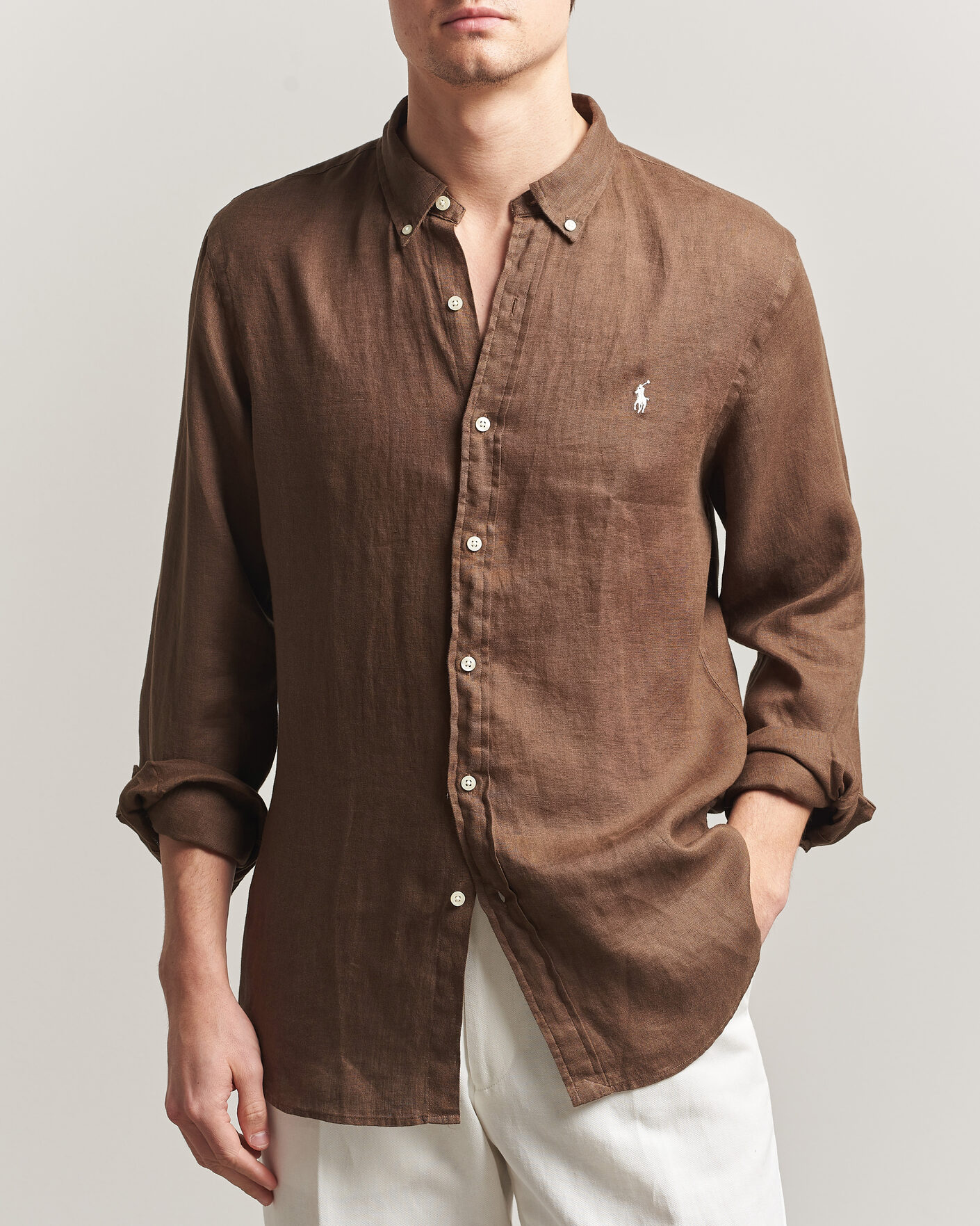 Heren | Overhemden | Polo Ralph Lauren | Slim Fit Linen Shirt Chestnut
