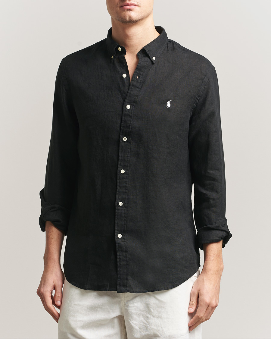 Heren | Overhemden | Polo Ralph Lauren | Slim Fit Linen Shirt Polo Black