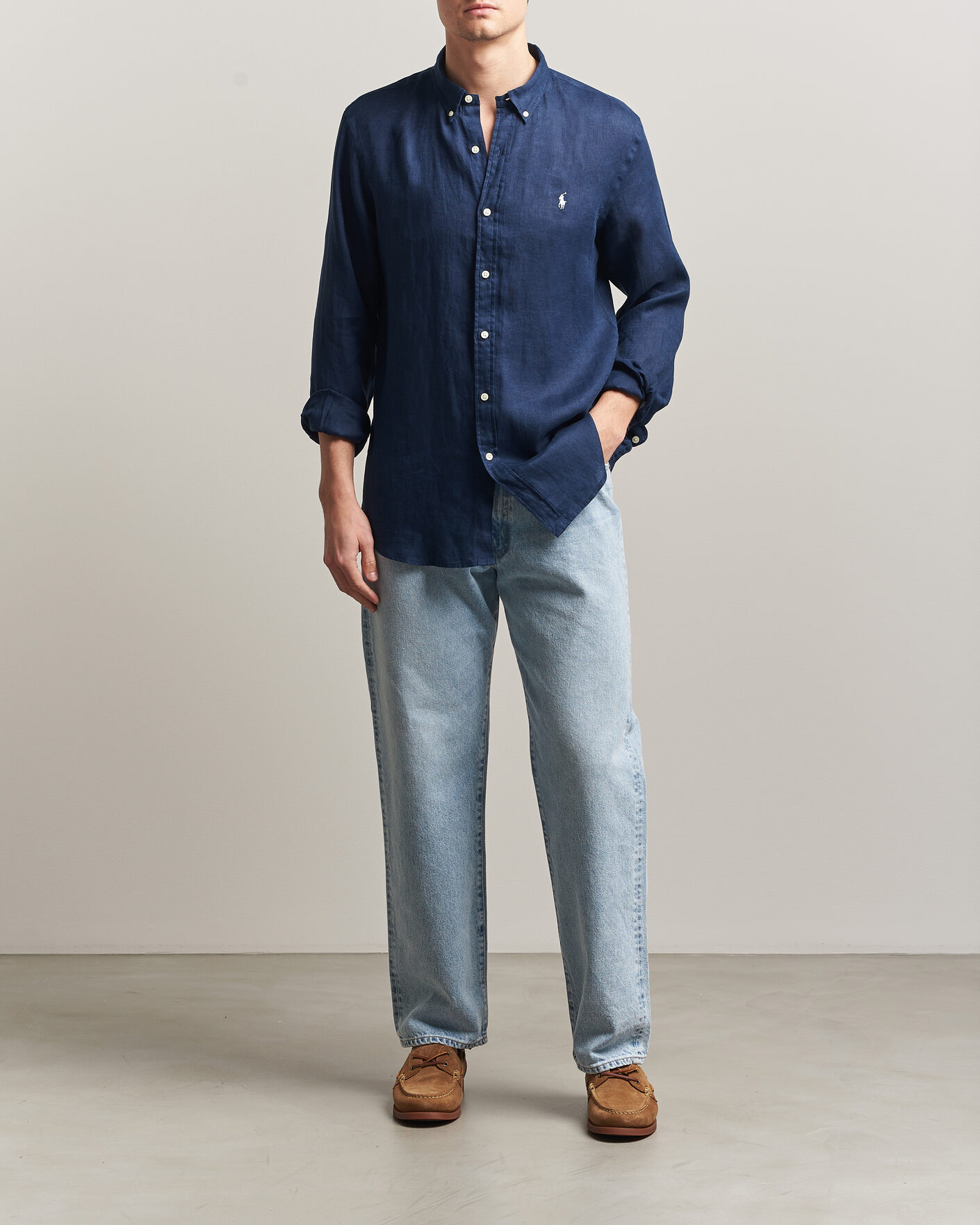 Heren | Overhemden | Polo Ralph Lauren | Slim Fit Linen Shirt Newport Navy